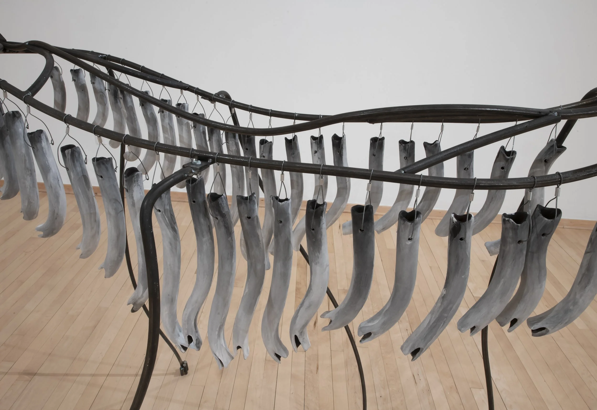 “Chimes Horse”, Ceramic, underglaze, steel, wool,
63” x 65” x 18" Photo Credit: John Carlano