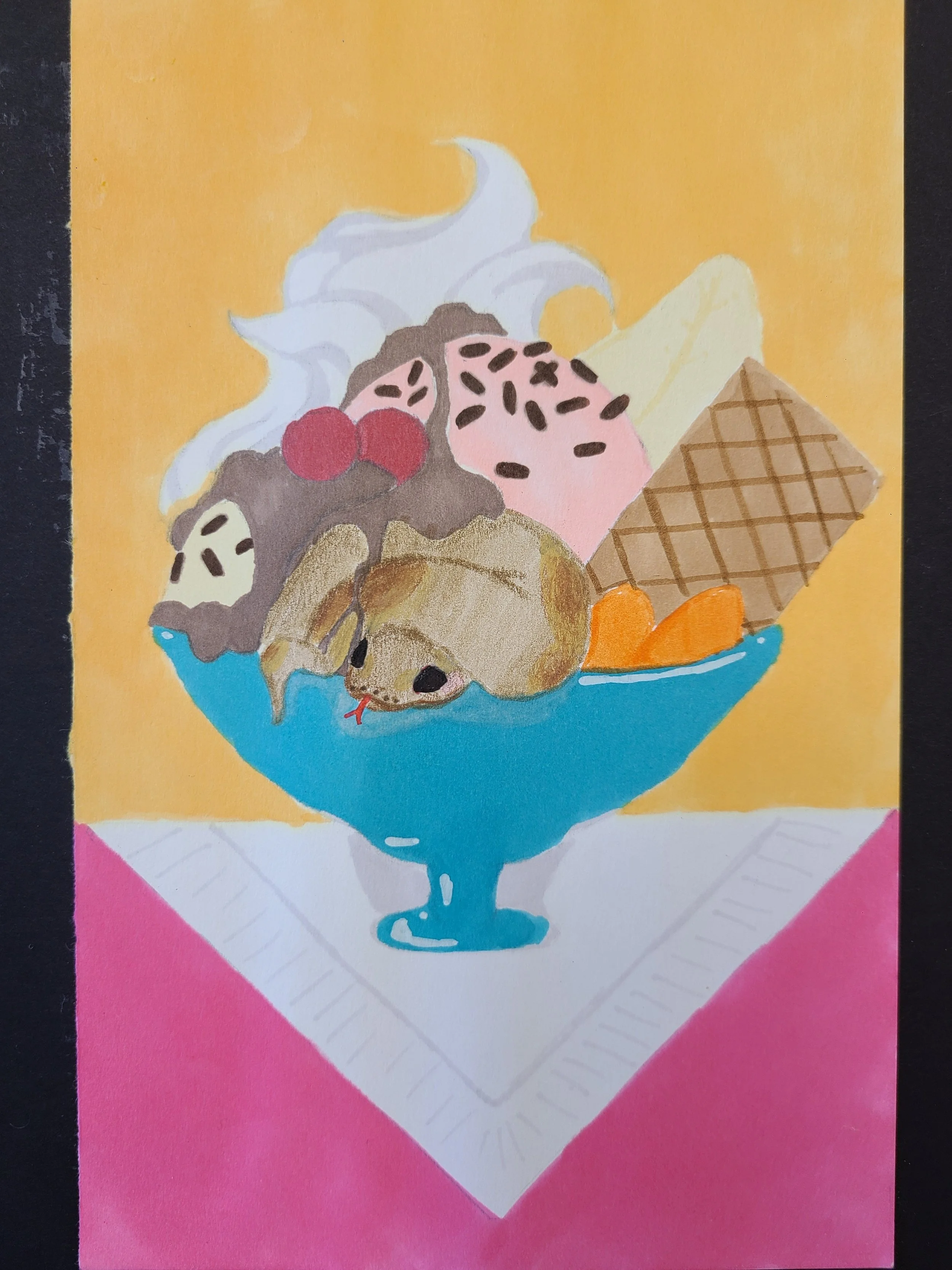 "Desert Desserts" 1 of 4. 2022. Ink on paper. 5" x 7"