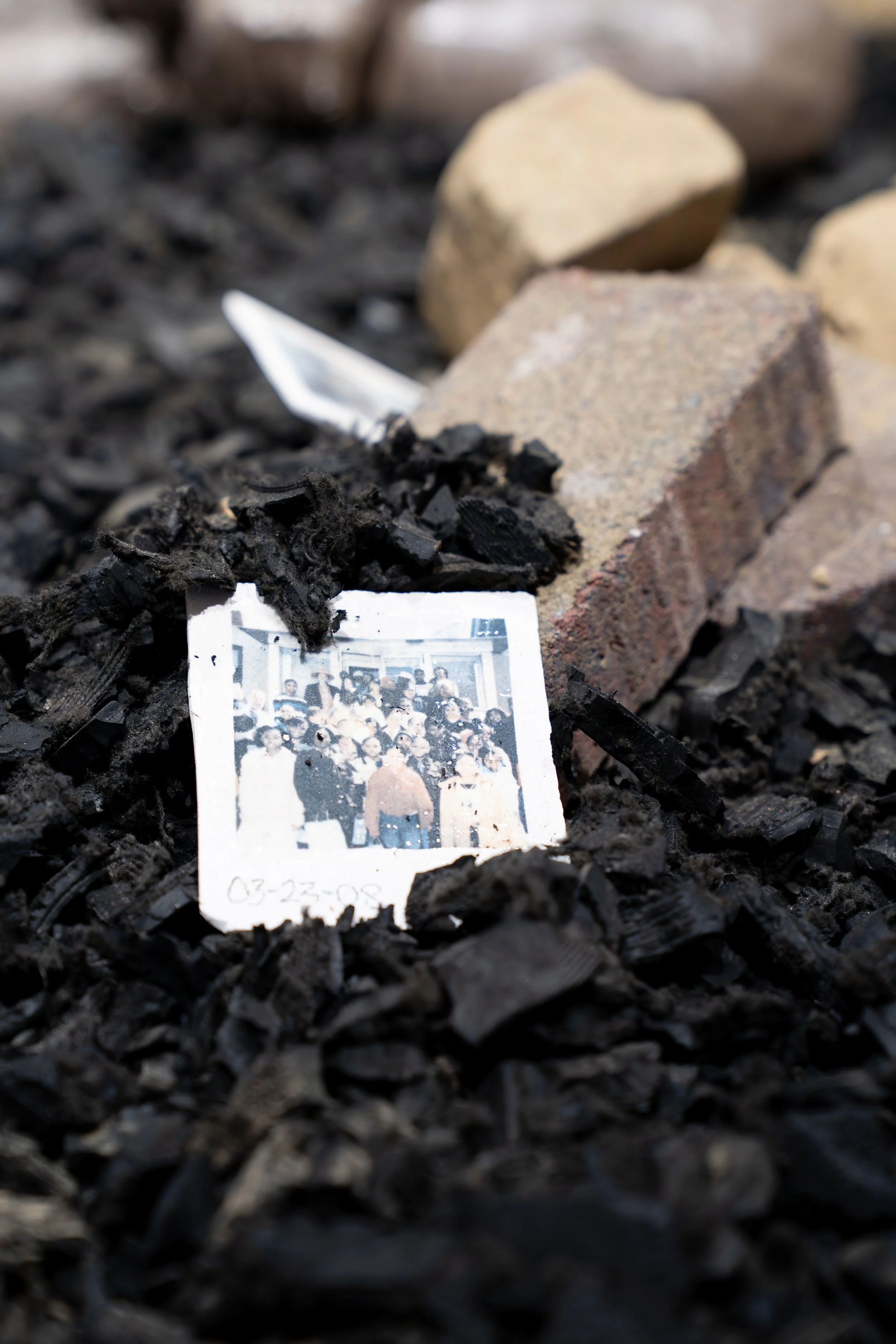 Marcè Nixon-Washington, 
Those abandoned lots for sale... 
2026, 
Stoneware, porcelain, locally dug clay (Temple  
University Campus), mudcloth fabric (cotton,  
black tea, and locally dug clay), kiln-cast glass,  
bricks. Image reference: Heinz Hist