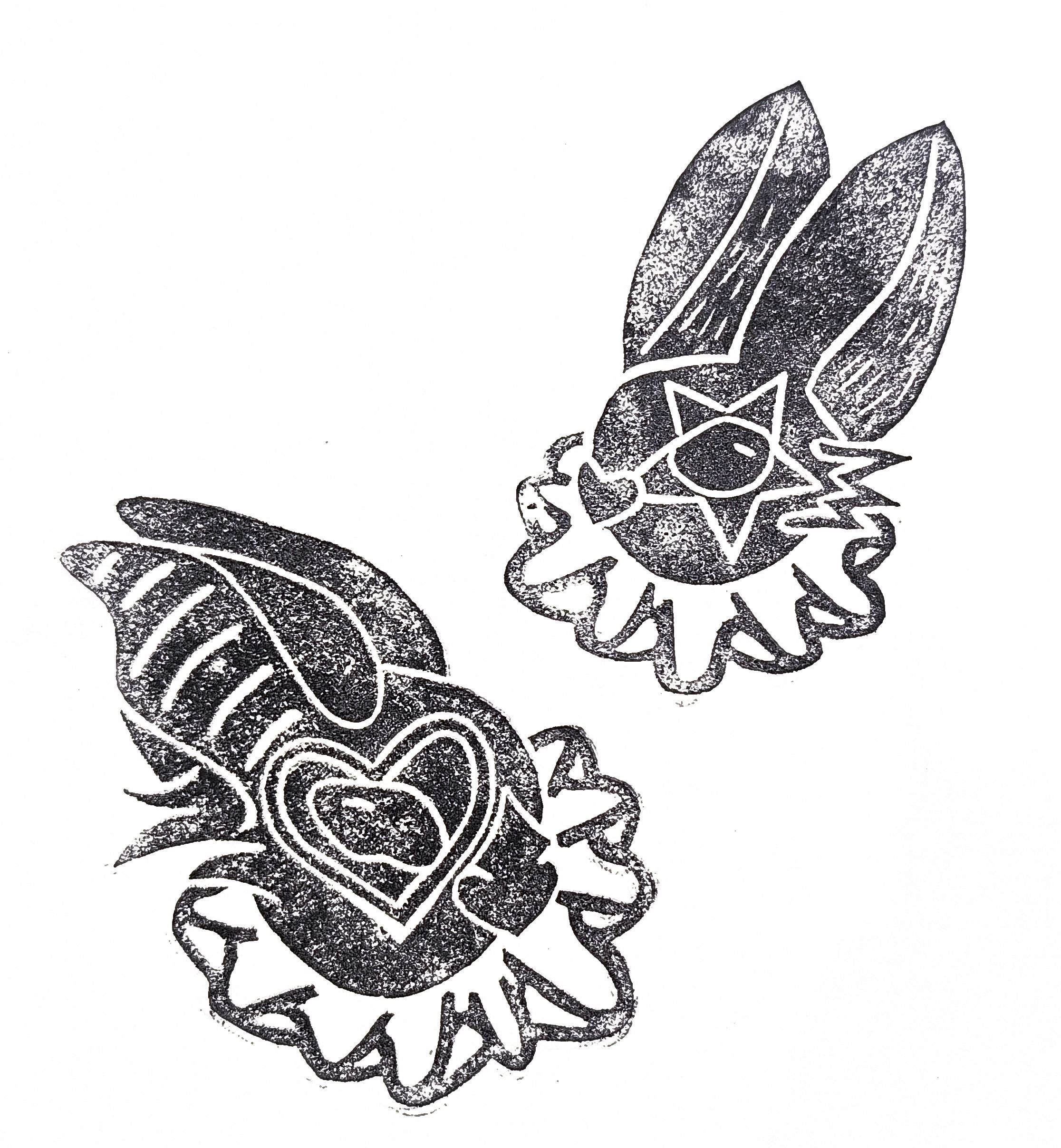 Circus Duo, 2024, water-based ink on cardstock, 5.5" x 6.5"