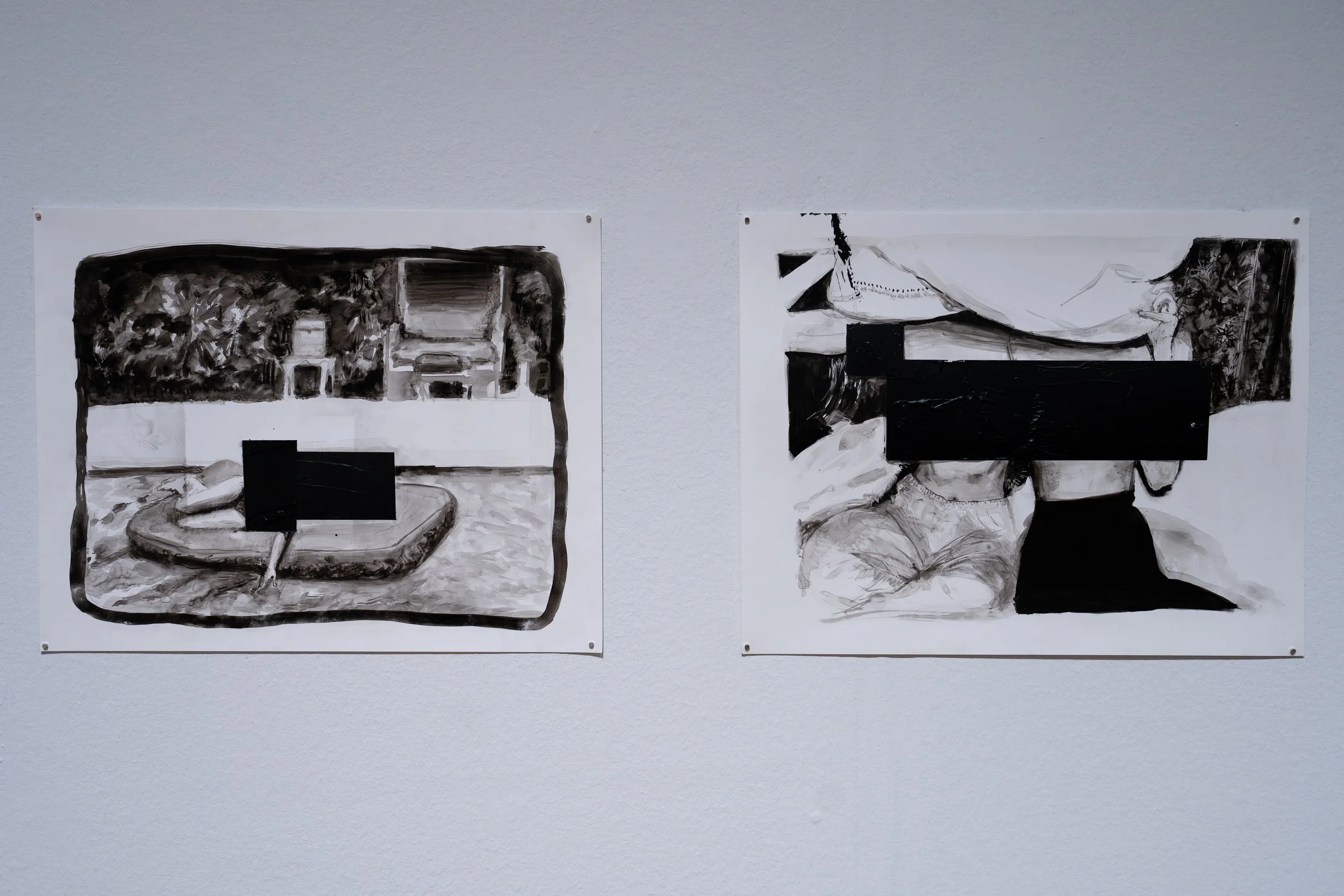 Marta Murray, 
DOJ disclosures, 
2026, 
Ink and acrylic on paper. 
Series of 9 drawings.  
11" x 14" each