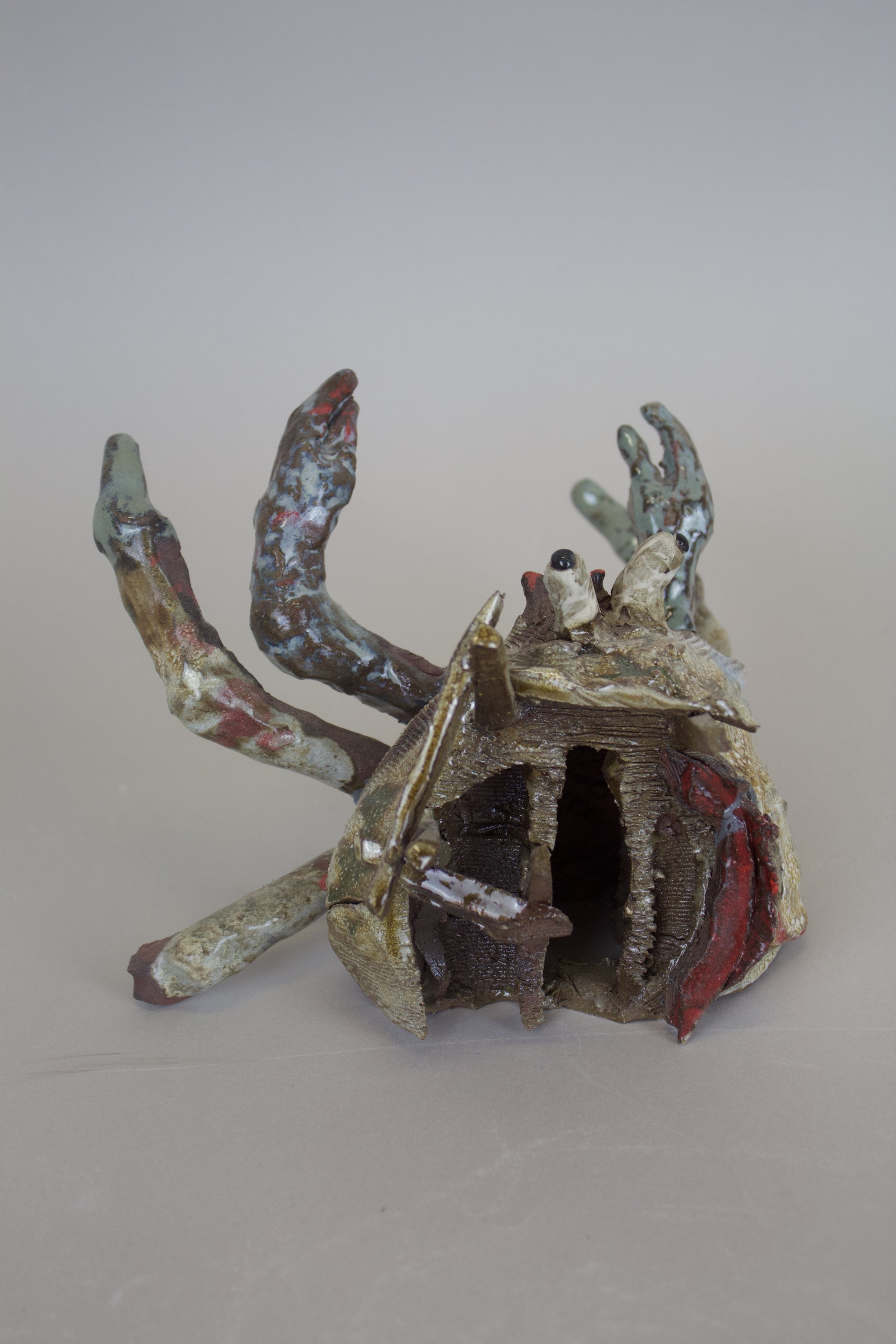 "Dital Crabs", 2025
Dimensions Variable
Terracotta, epoxy
Ceramic crabs were printed using a 3D clay printer after being rendered from the scan of the original ceramic sculpture