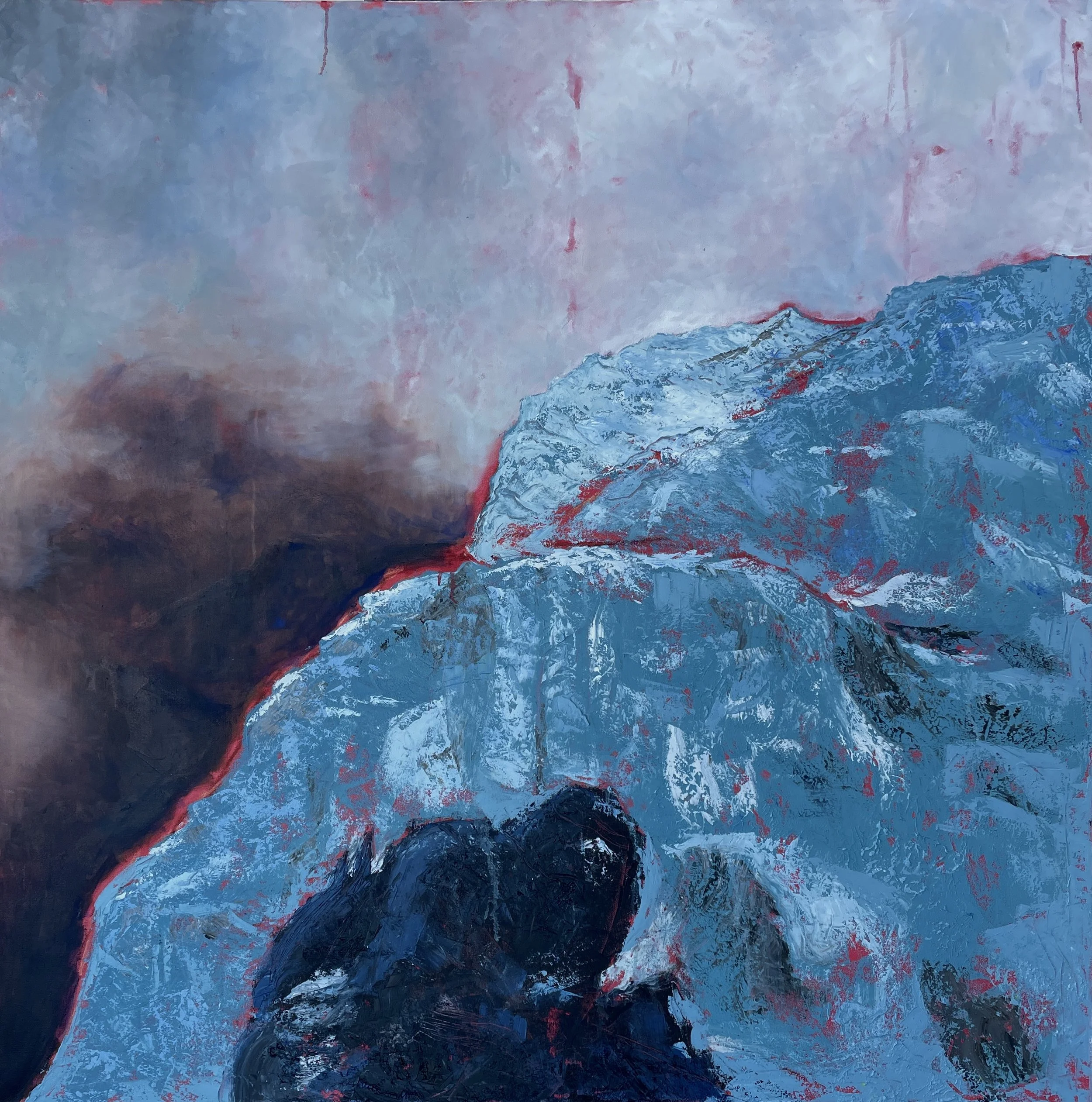 "Time is Escaping" oil on canvas, 2025, 4’ x 4’