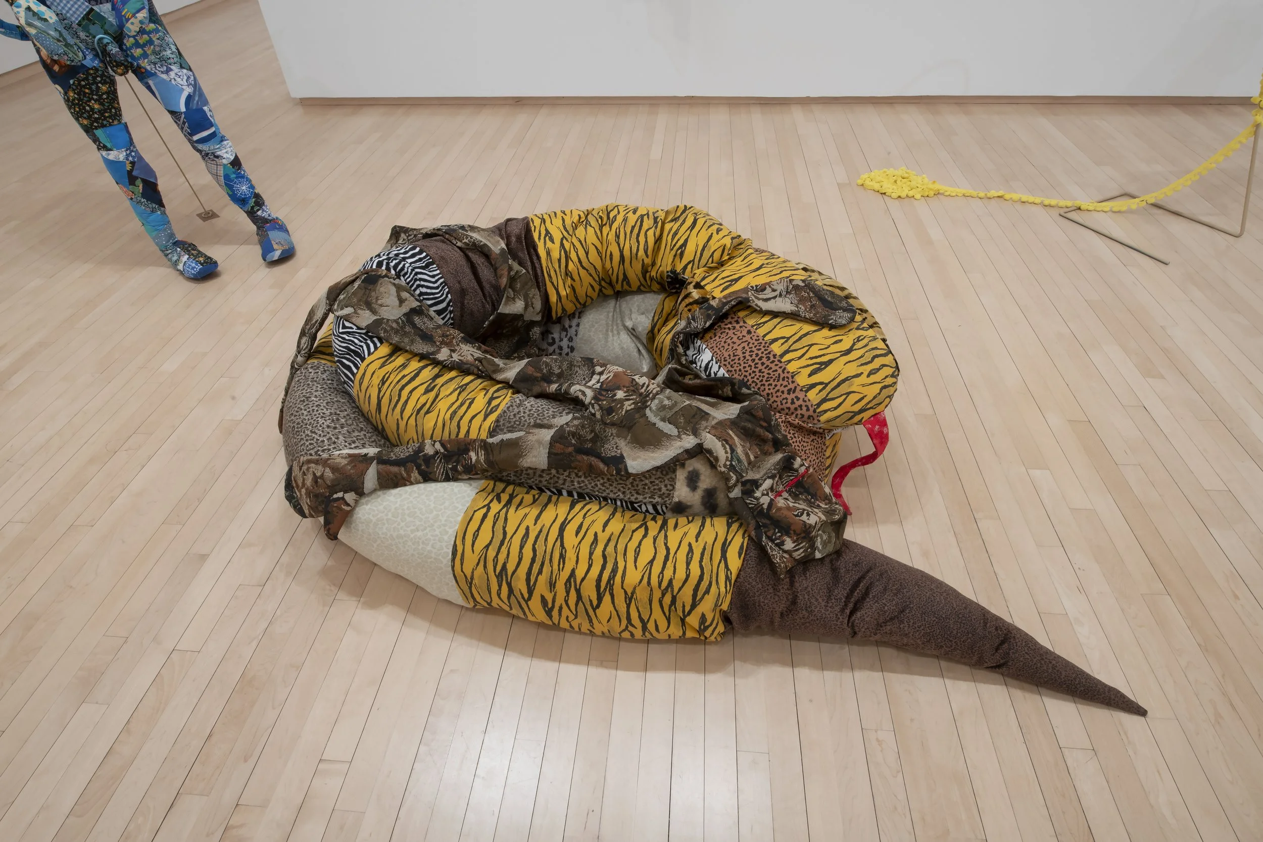 "One Blue Pussy" (detail) 

Found Material, Thread 

Dimensions Variable, Photo Credit: John Carlano