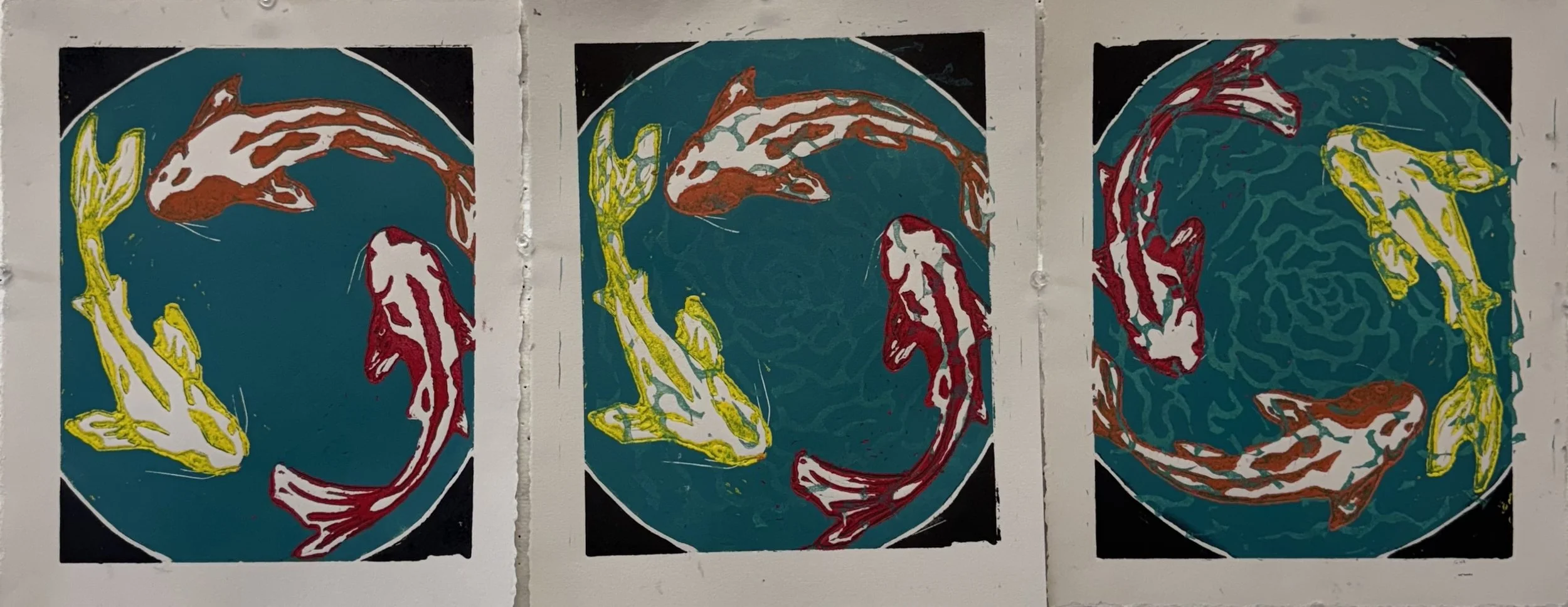 "Follow" 2024, Relief print on paper, 10" x 12"
