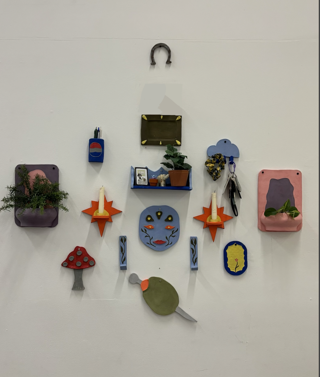 "The Decorative Self" 2025, Hand-Built ceramic w/ underglaze, 5'x5'