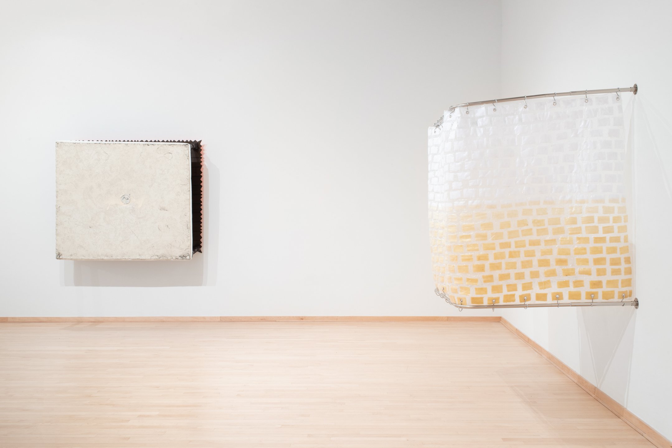 Installation view, "Mattress Painting" #1 2025 & "BackSplash" 2025