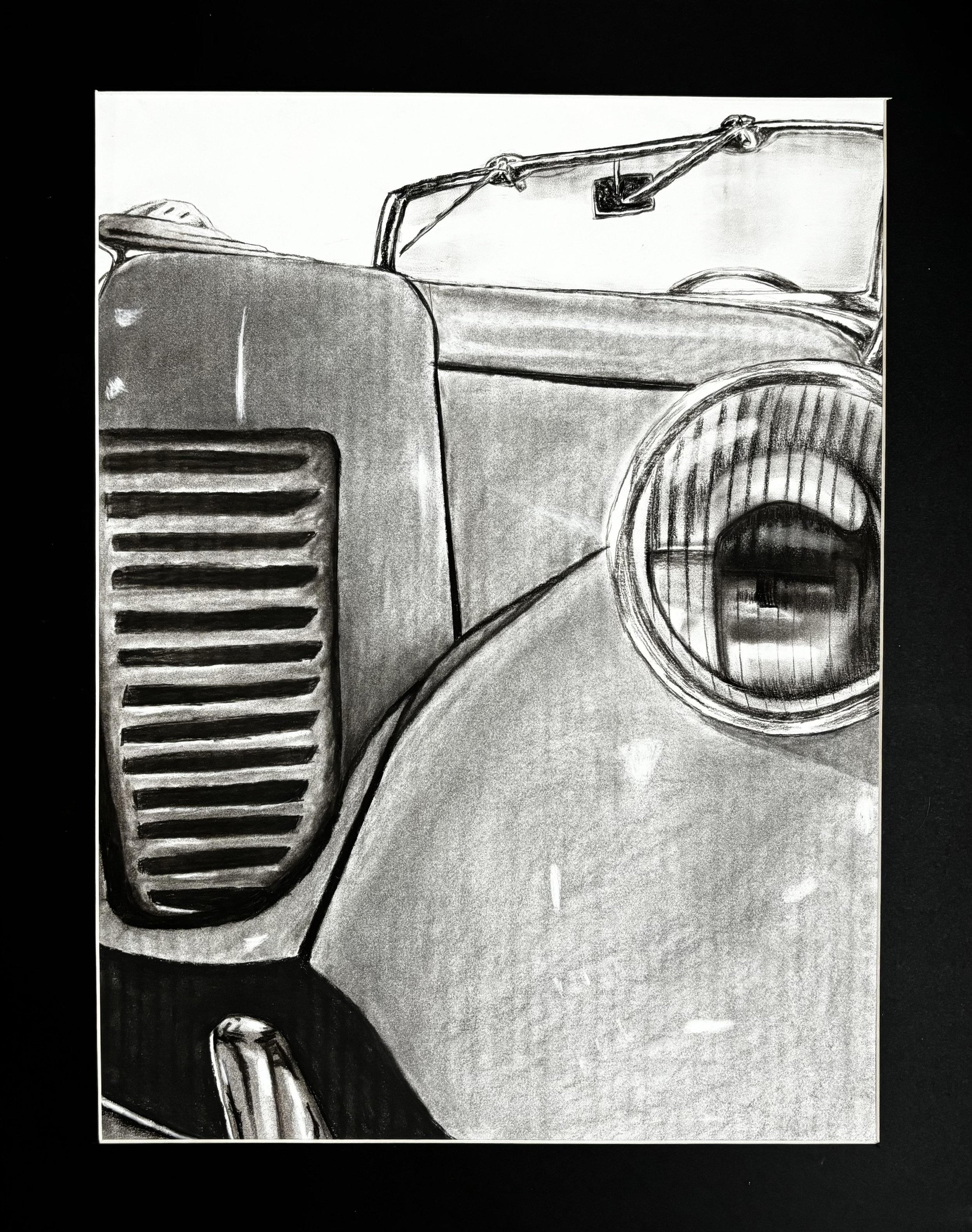 Car, 2019, Charcoal on paper, 15x20