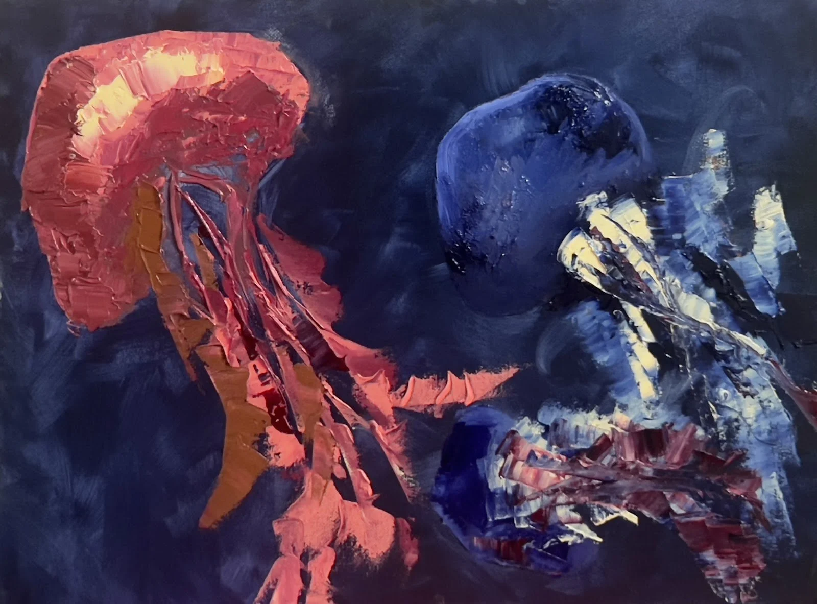 "Thick or Thin?" 2025, Oil on canvas, 11" x 14"