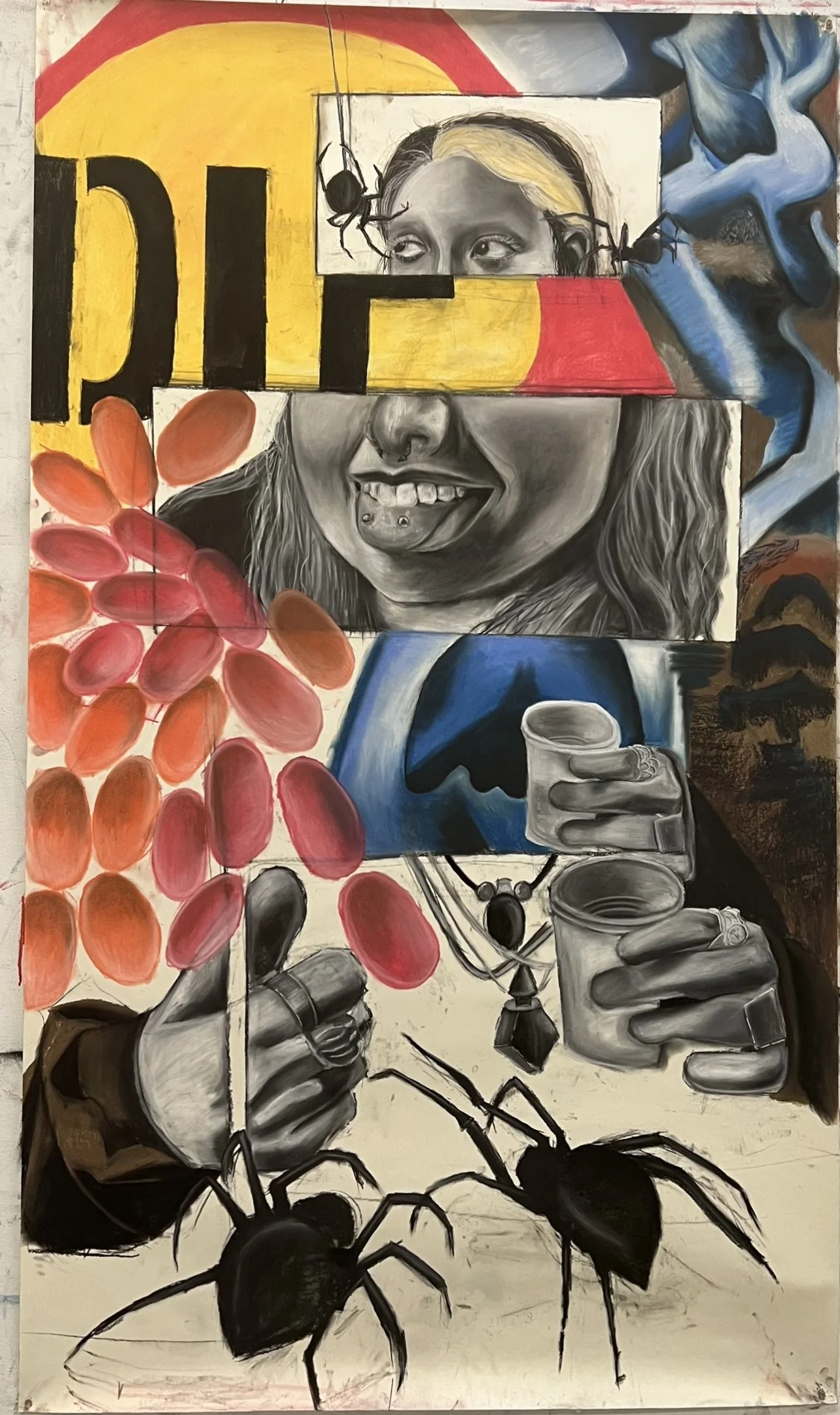 "Self Portrait" 2022, Pastel and Charcoal on Paper, 42" x 72"