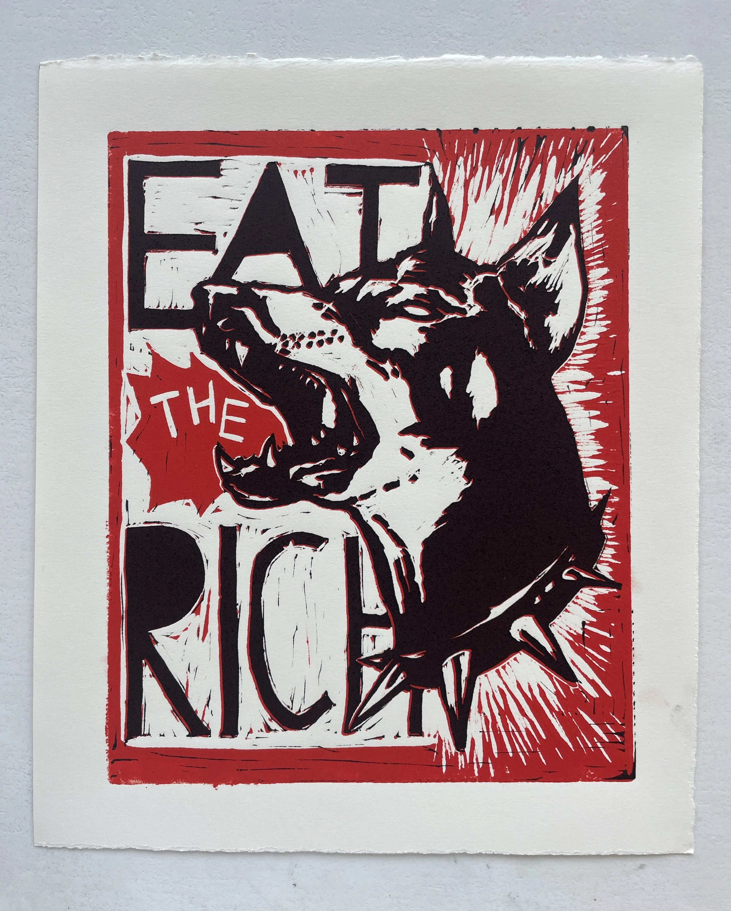"Loud Bark" relief print on paper, 2024, 12’’ x 14’’