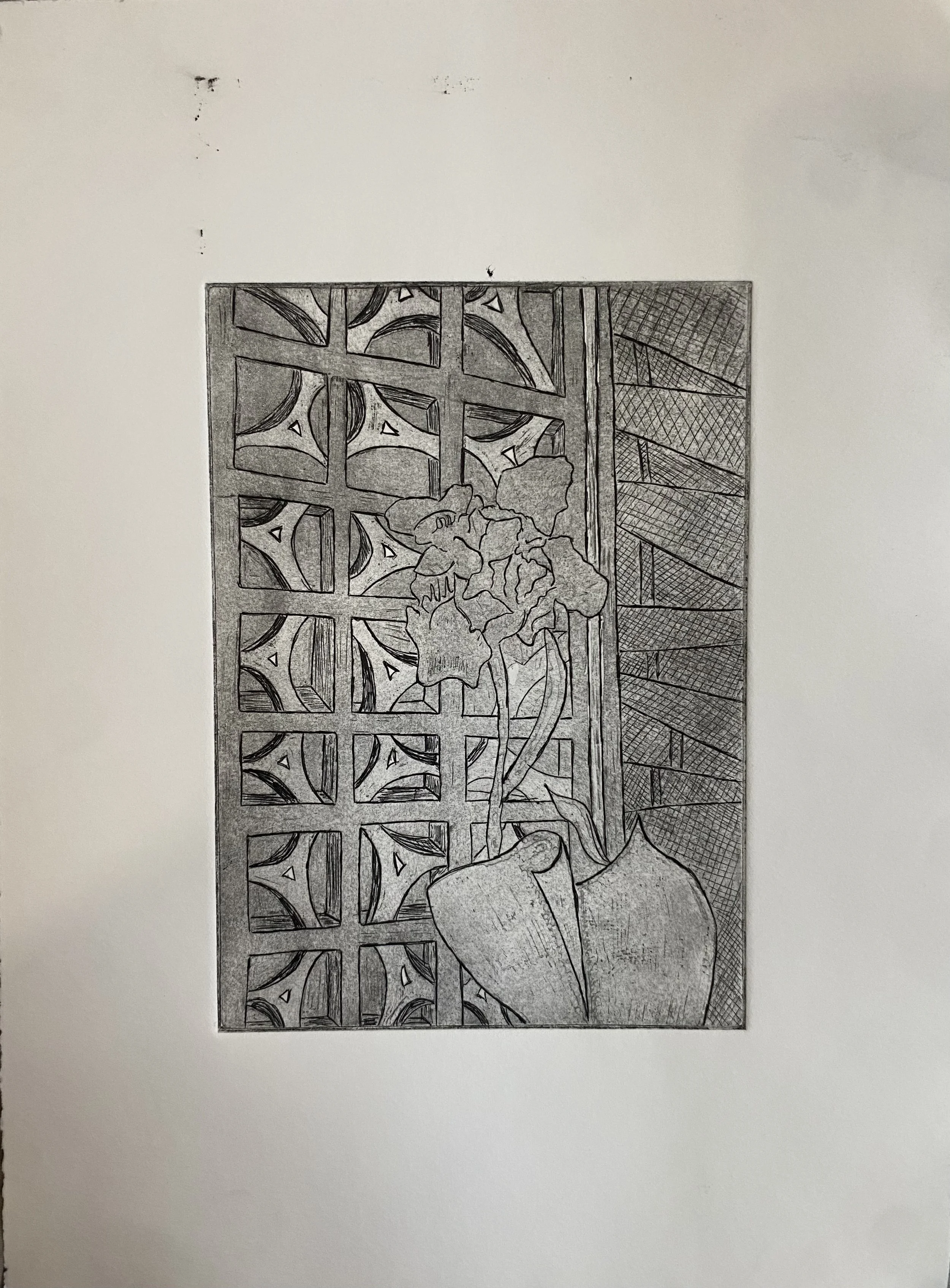 “Flower in Costa Rica," 2022, Etching on copper plate, 8” by 10”