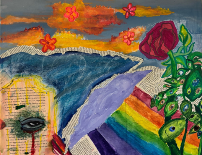 "Eyes of the World" 2023, Mixed Media, 16" x 20"