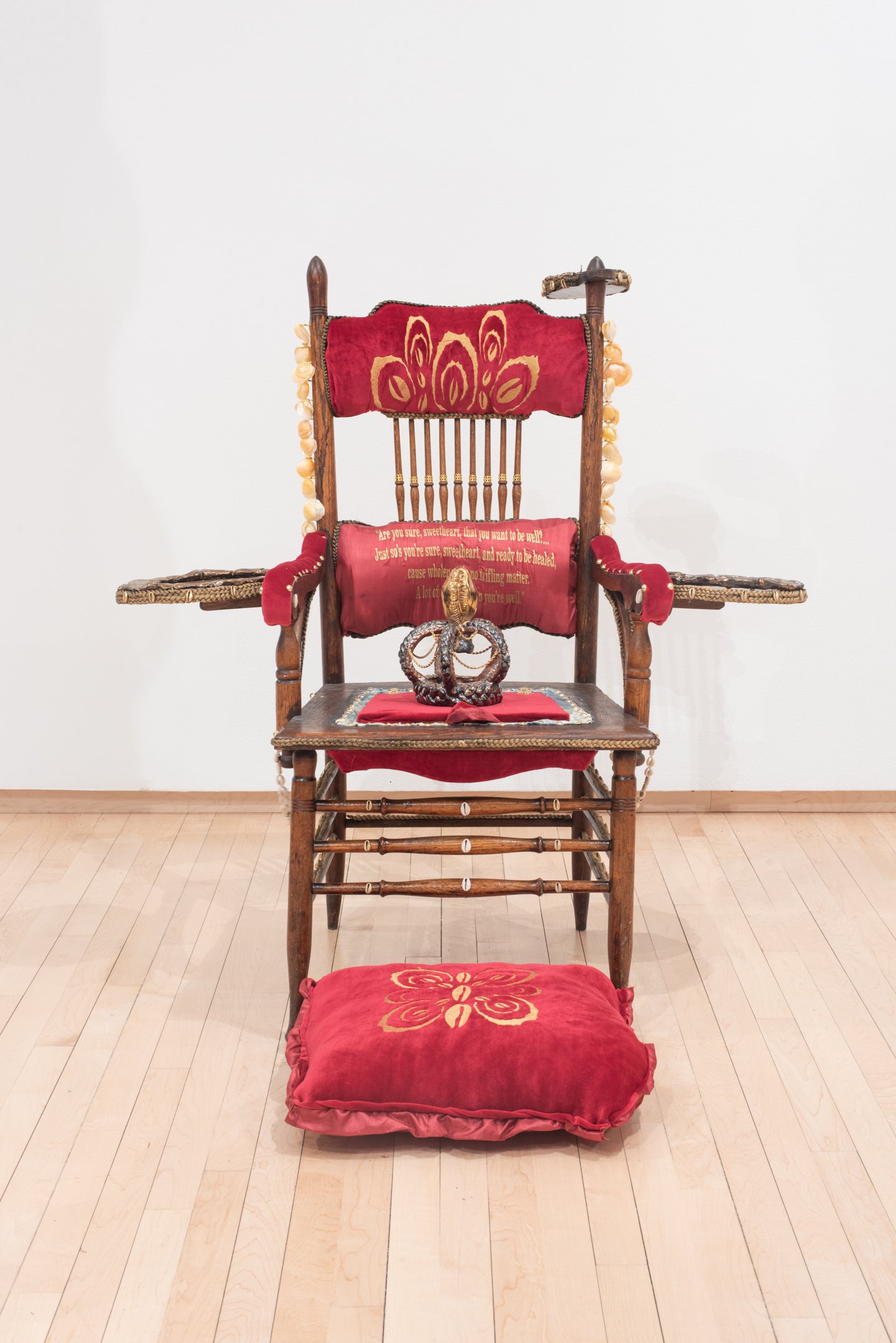 "BeStill"
Wooden Chair, Ceramic, Fibers, Shells,
Metal
23inw x 41inh
Photo Credit: Neighboring States