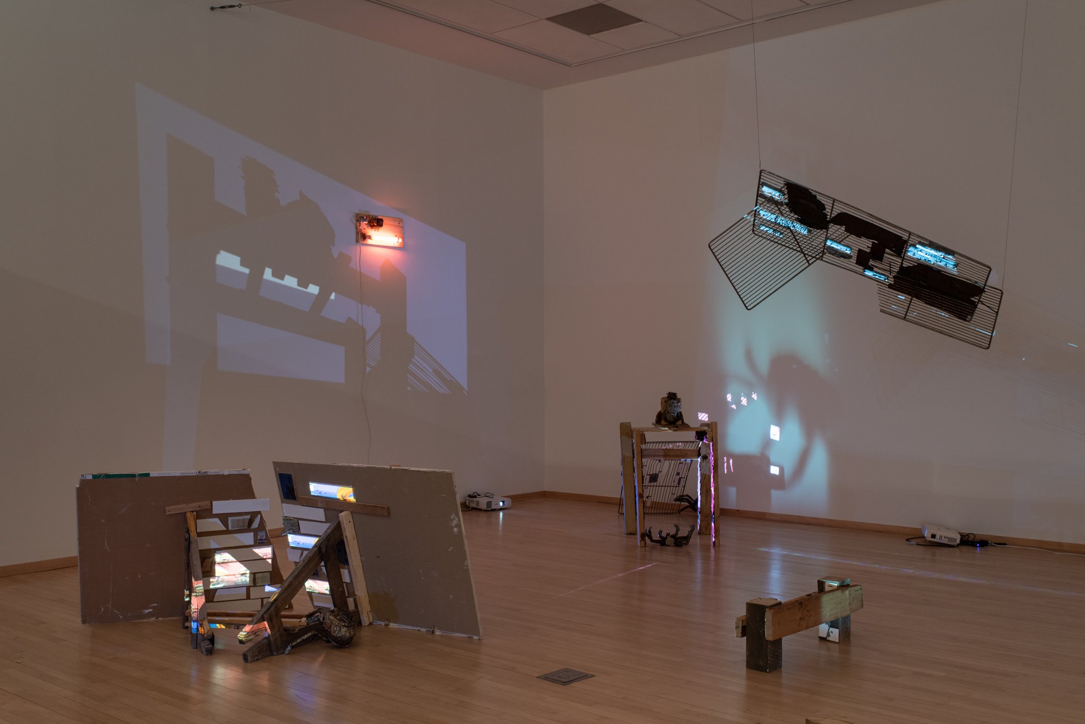 "To What New Place,"
Installation View
Reclaimed, construction materials, ceramic, low-pressure sodium light, multi-channel projection and sound.
Dimensions Variable
Photo Credit: Neighboring States