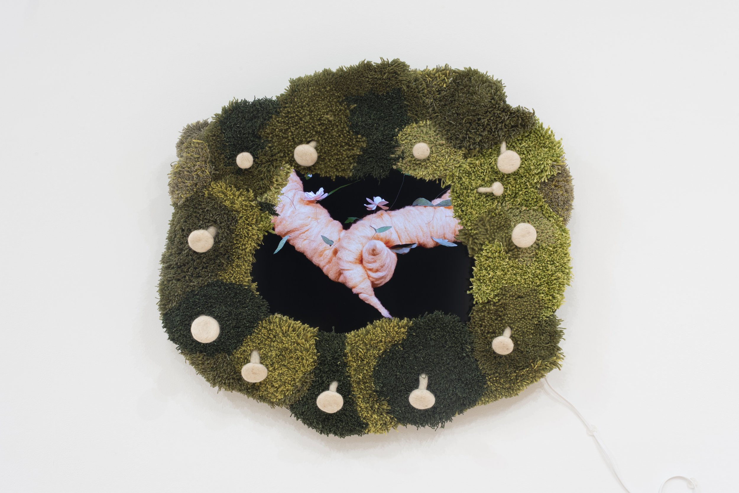 "Entwined" 2025, wool and stop-motion animation, 44" x 50", 00:50, Photo Credit: Neighboring States