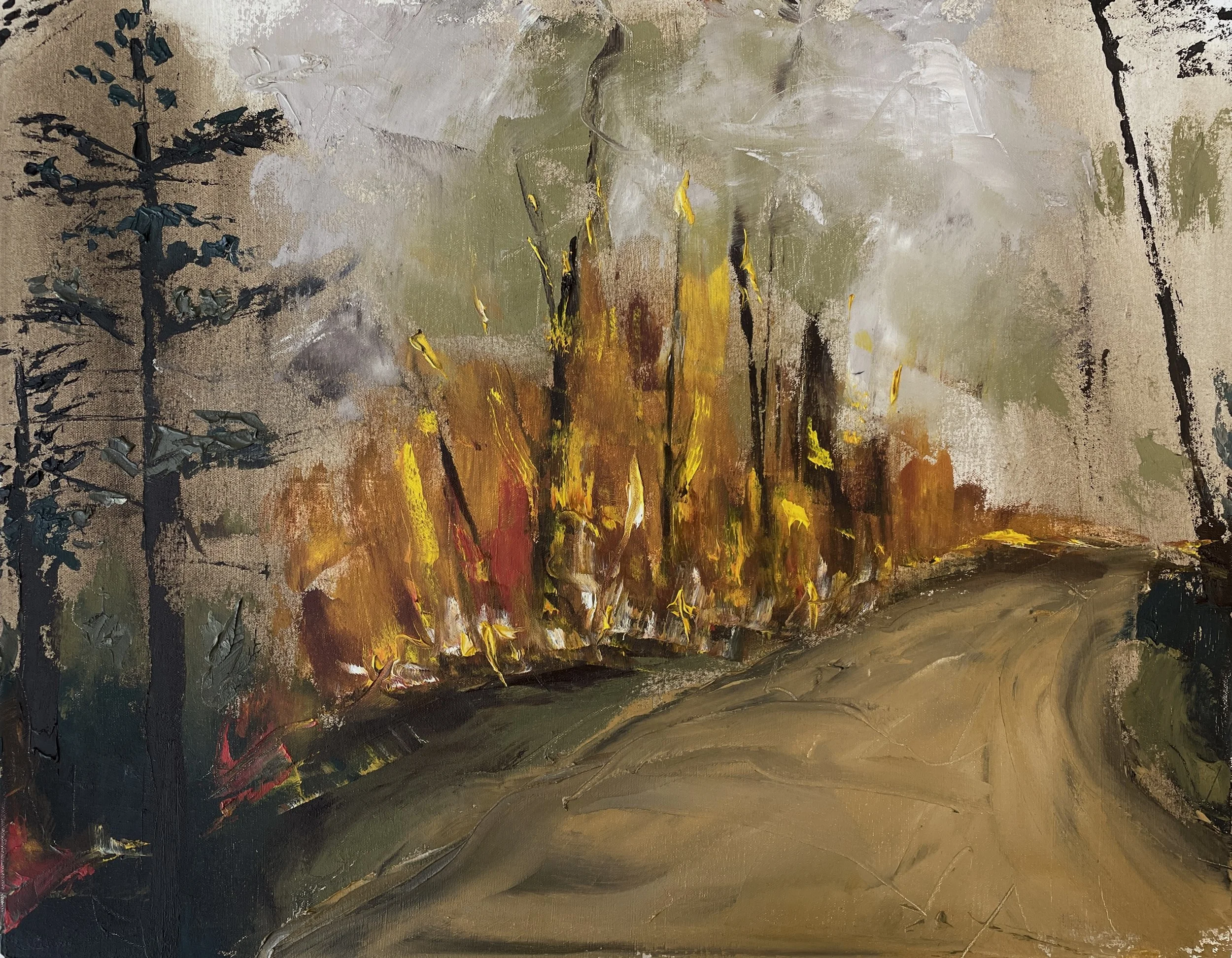 "Forest Fire" oil on canvas, 2024. 16’’ x 20’’