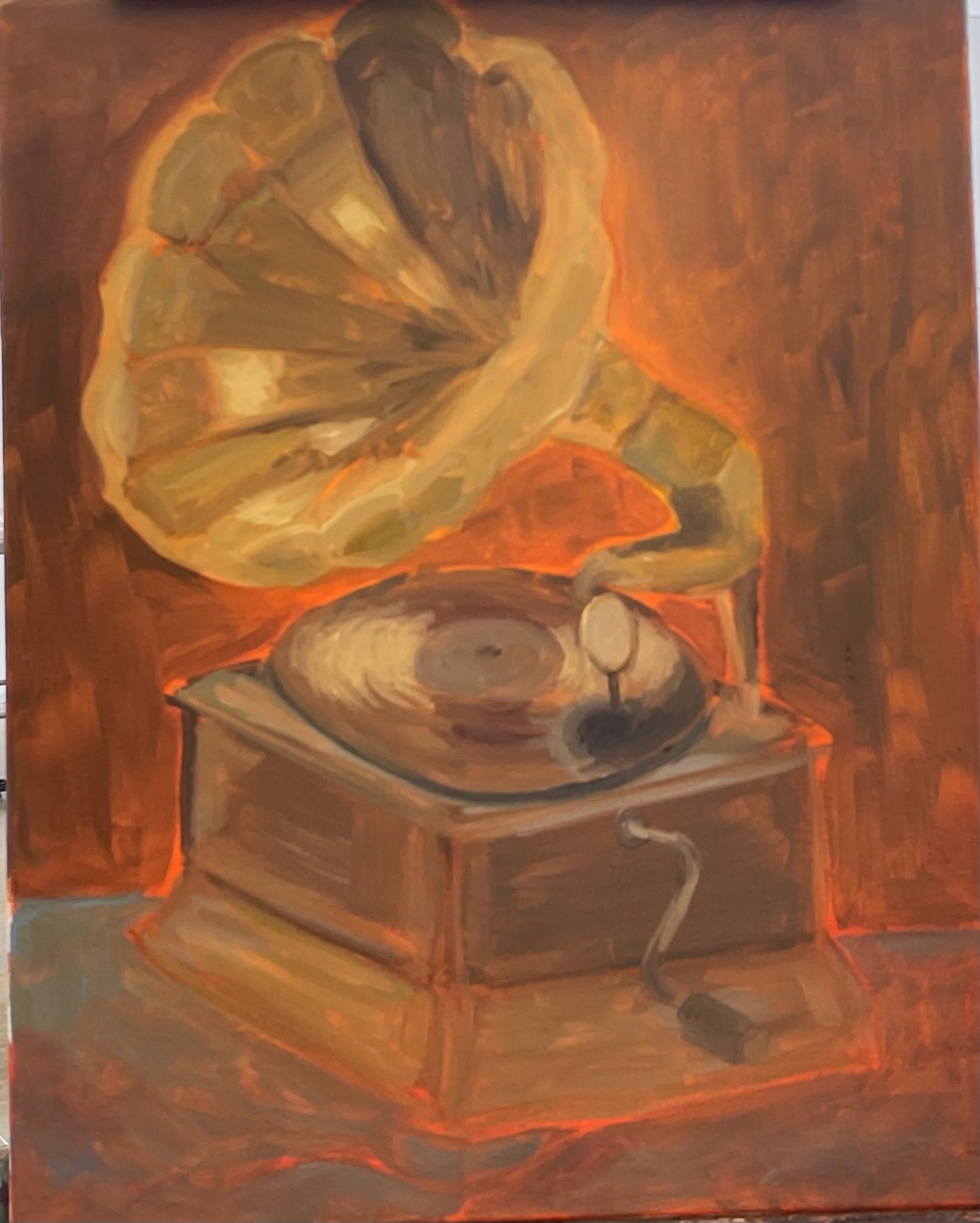 Gramaphone, Oil on canvas, 18" x 24"