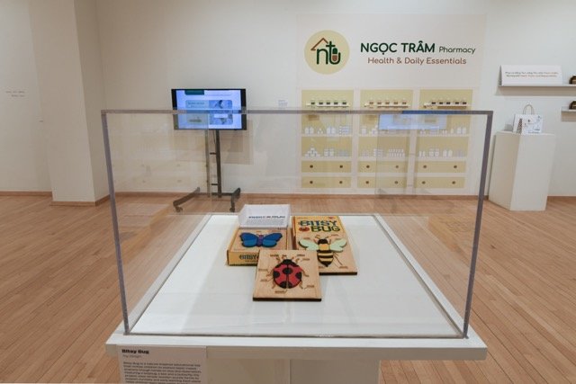 "Bitsy Bug: A Nature-Inspired Educational Toy" (detail) 
Laser-cut wood painted with acrylic and inkjet print on paper packaging. Dimensions variable. 
Photo credit: John Carlano 