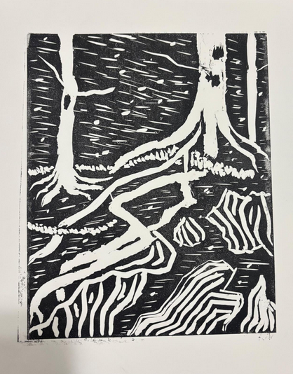 "Descent of Nature (2)", 2025, Lithograph, 11" x 20"