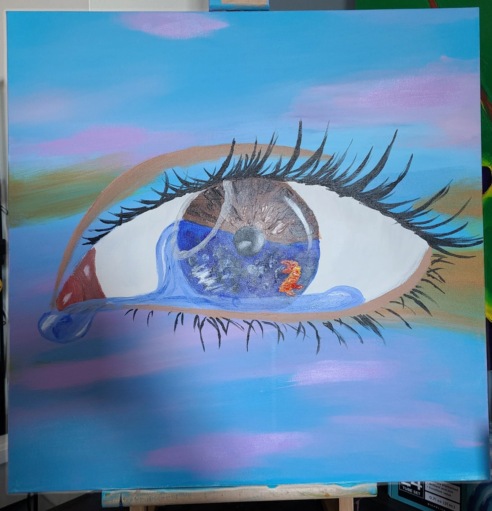 "Tilt" 2021. Acrylic on canvas. 18" x 18" 