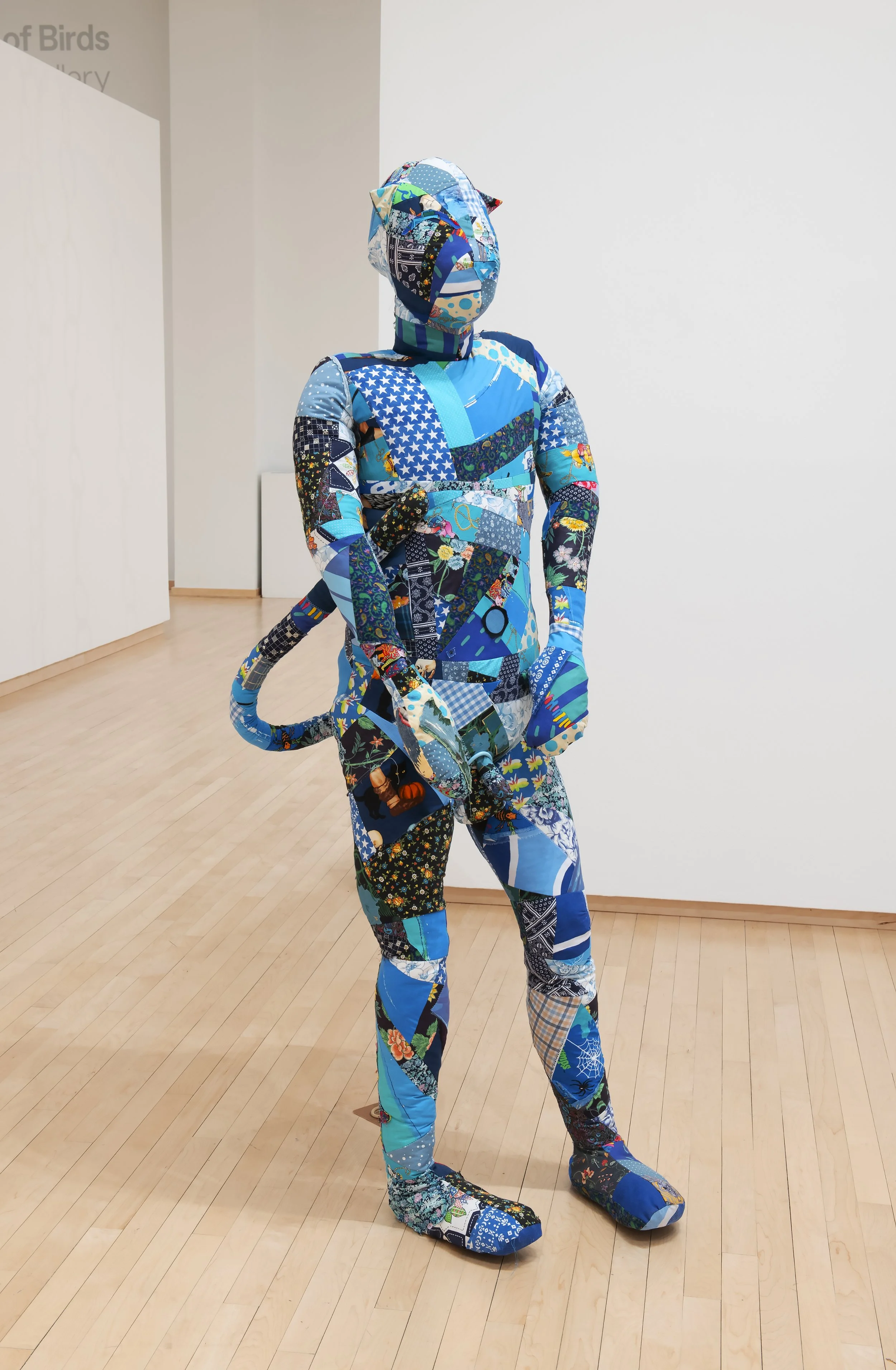 "One Blue Pussy" (detail) 

Found Material, Thread 

Dimensions Variable, Photo Credit: John Carlano