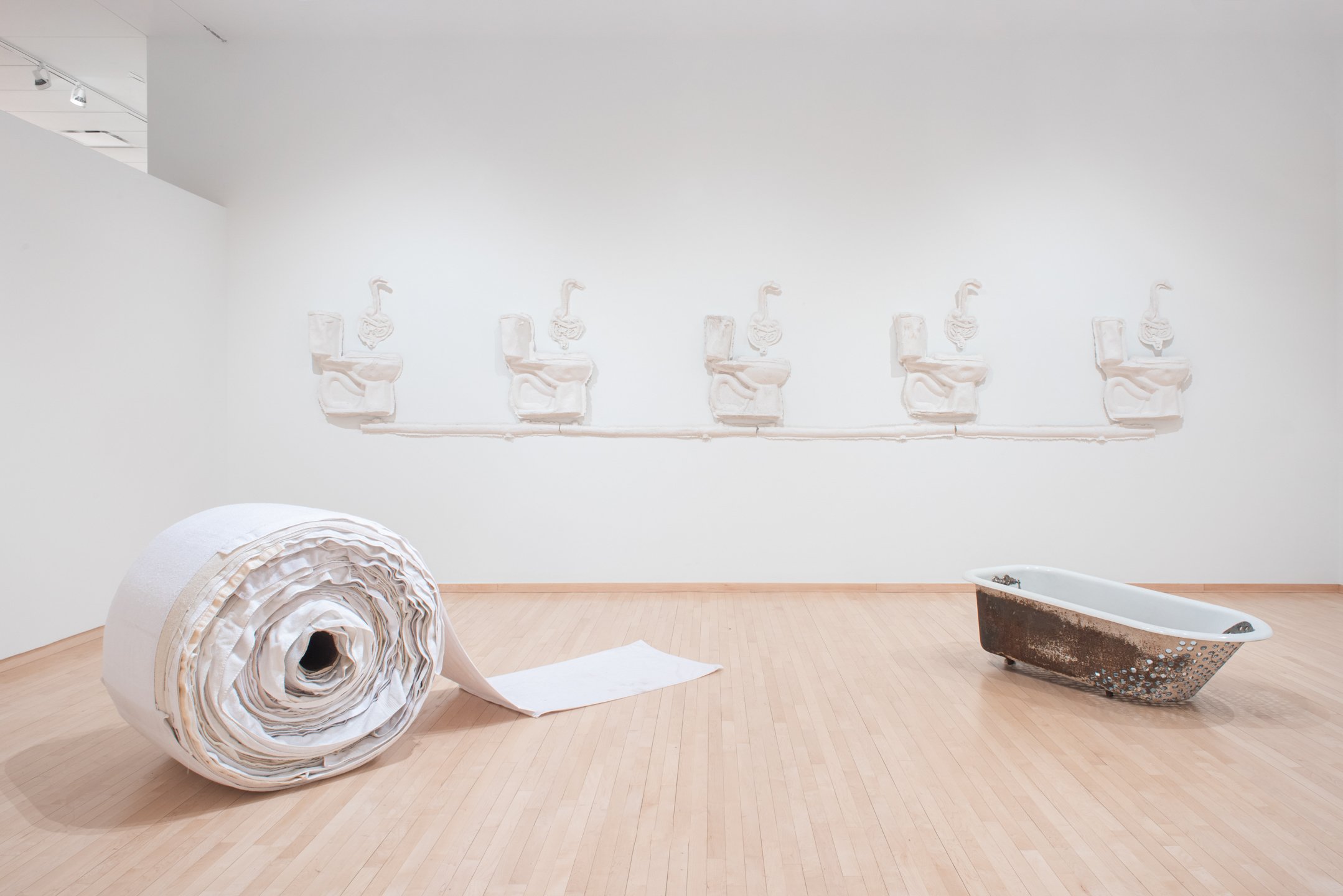 Installation view, "Internal Plinth" 2025, "In and out/Relief or Schematic of Connection" 2025, & "Sunk" 2024