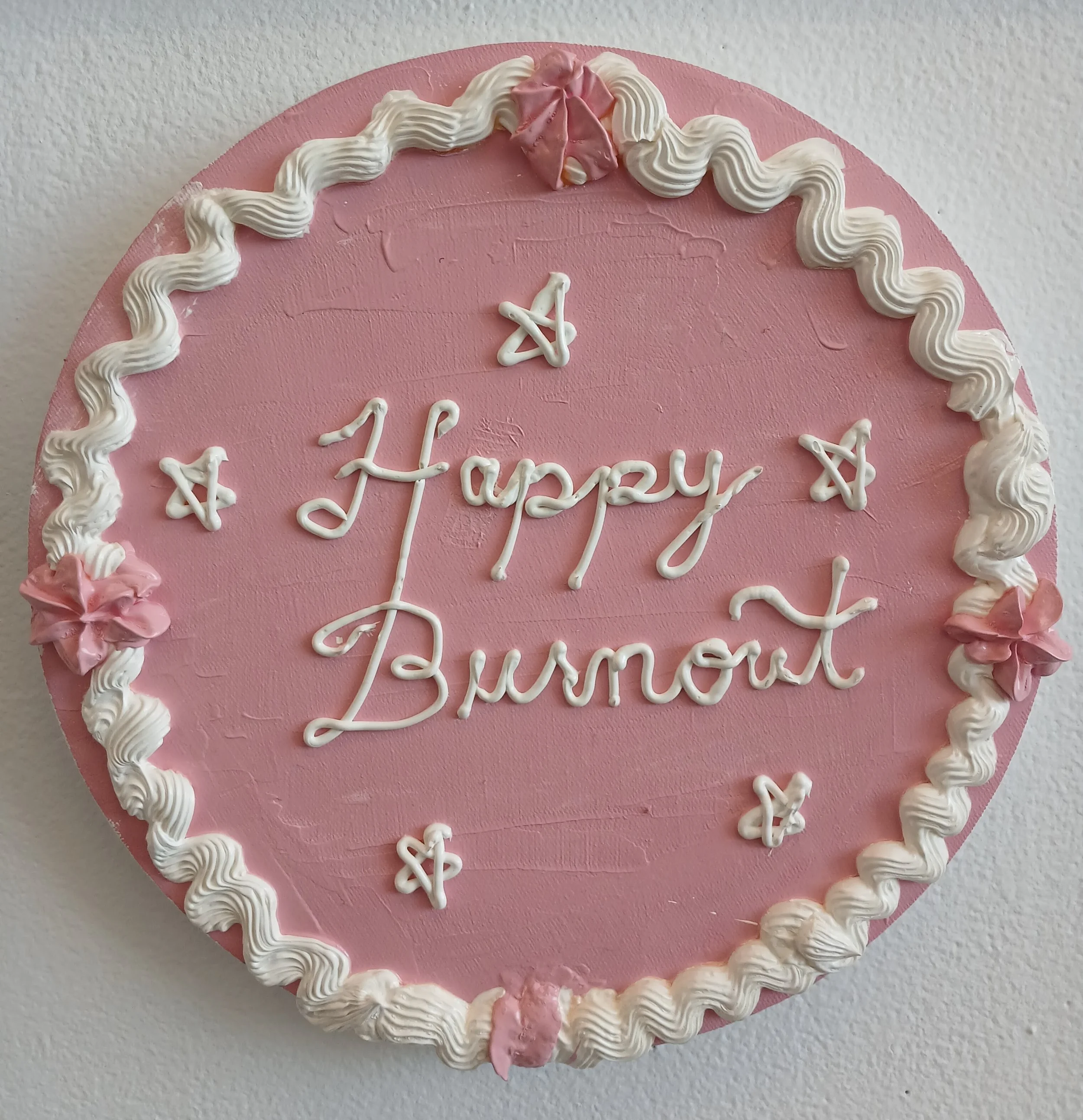 "Happy Burnout" 2025, Oil paint on canvas, 8”x8”