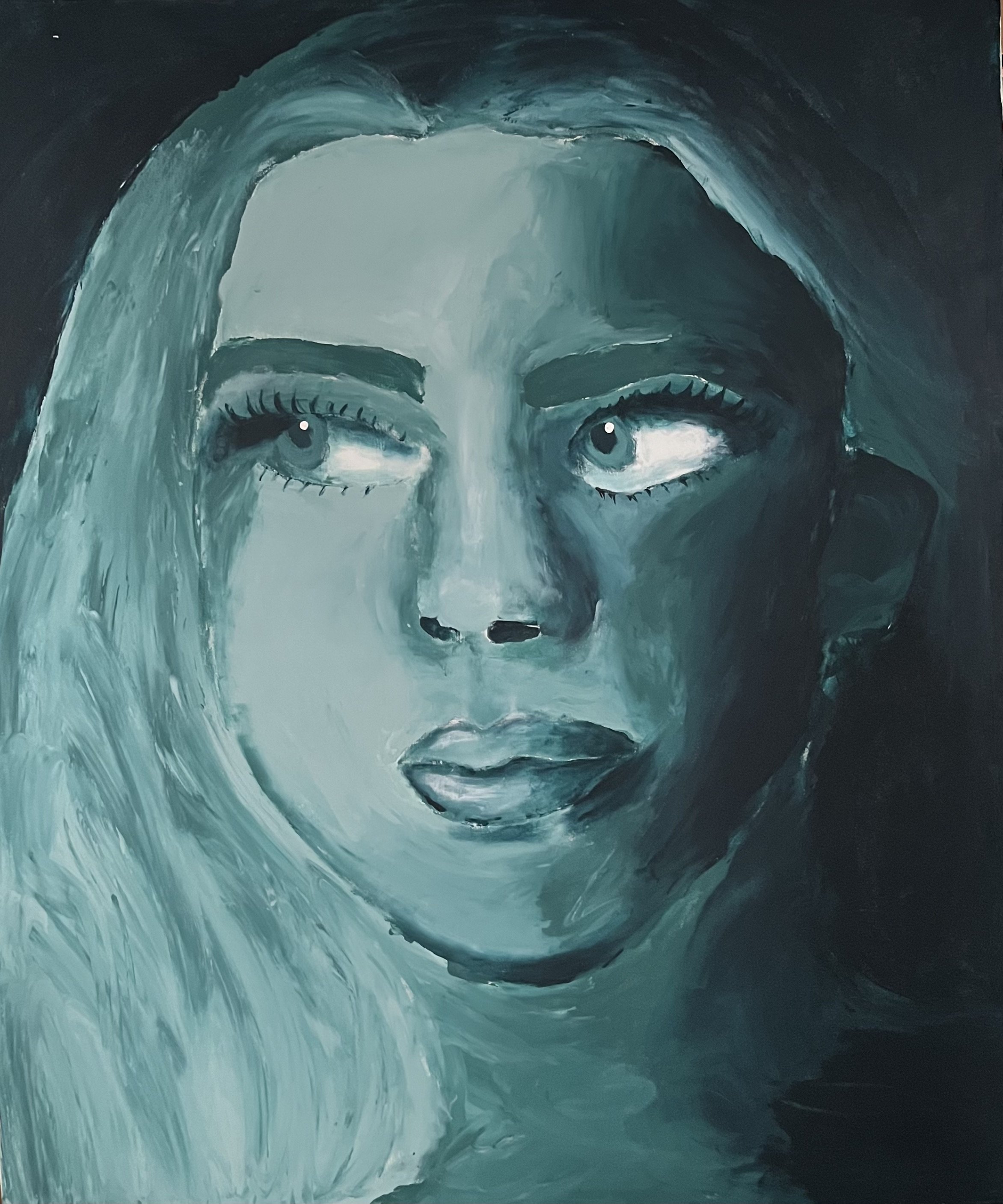 Self Portrait, 2019, Acrylic finger painting on canvas, 40x48