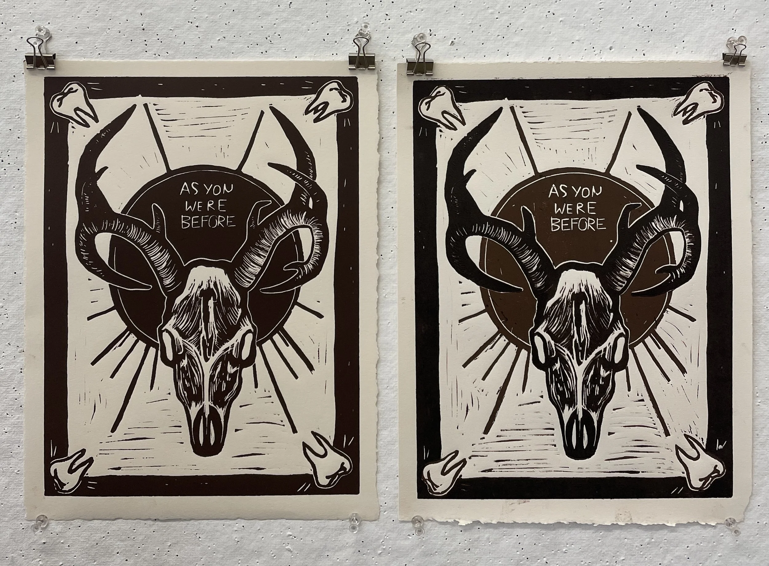 As You Were Before, relief print on paper, 2024, 12’’ x 14’’