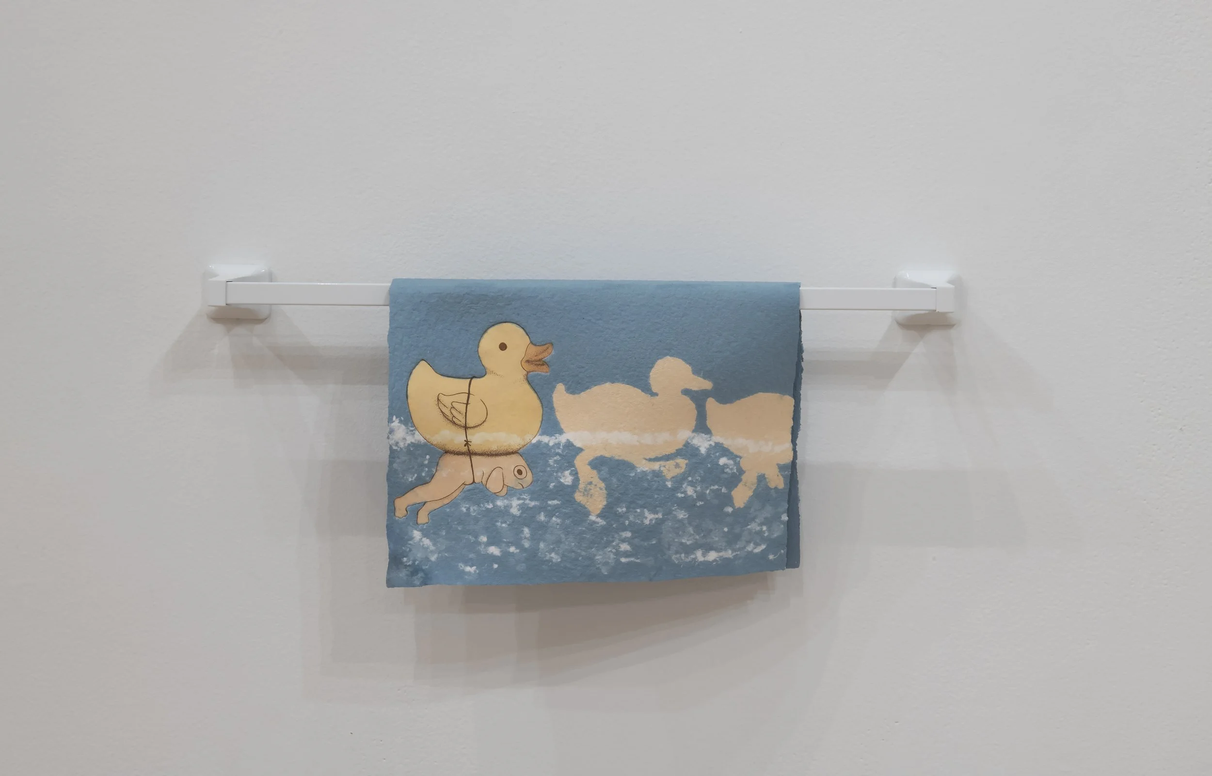 "Keep Up"
Handmade paper, etching, colored pencil on 
metal towel bar. 10.5” x 24” x 3.25”
Photo credit: John Carlano