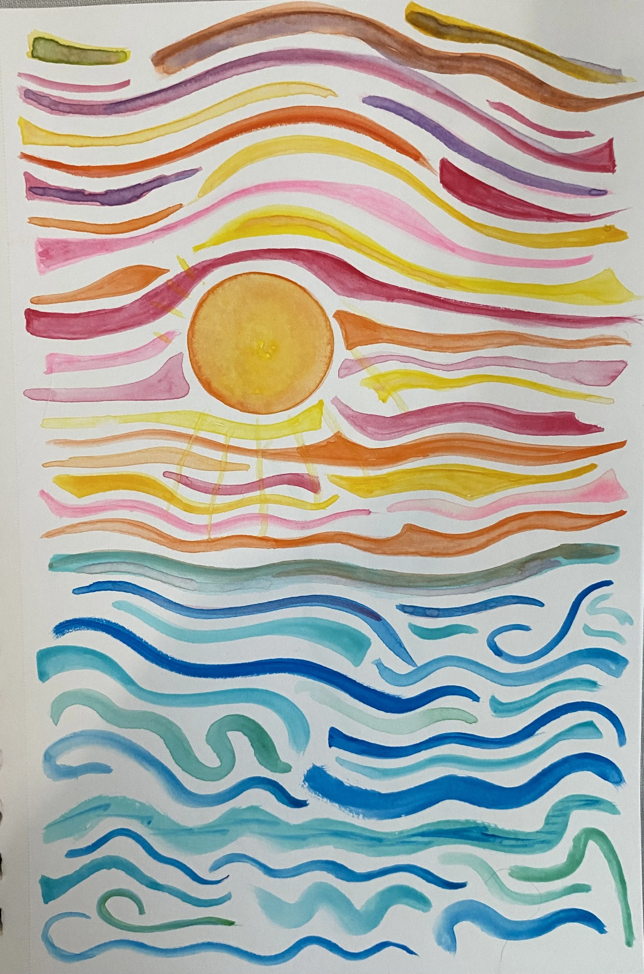 “Sunrise or Sunset," 2023, Watercolor, 5.5” by 8.5
