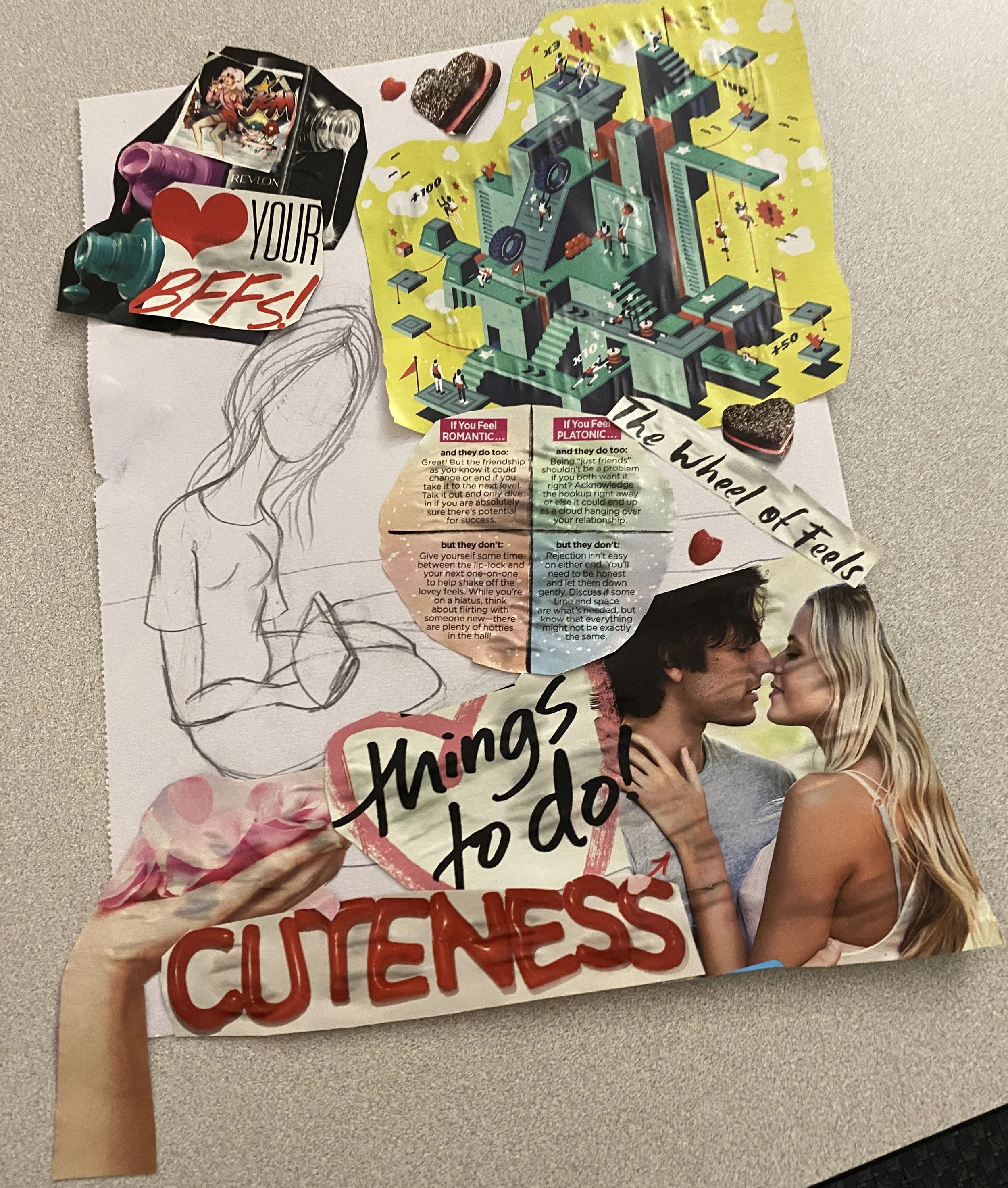 "My Happy Place; Physical and Internal" 2026, Mixed Media Collage with Pencil, 11” x 
14"