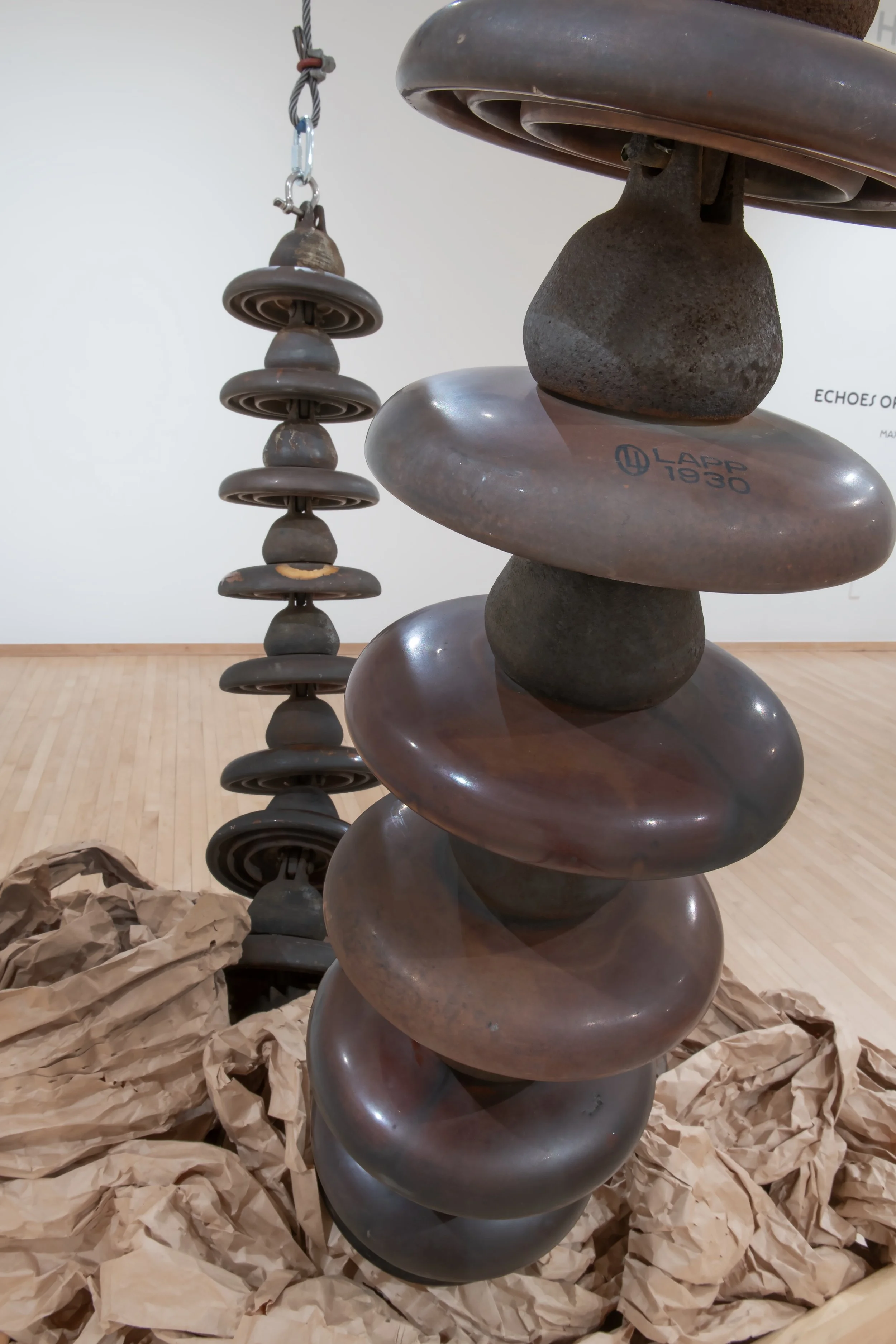 "Dielectric Orientation," (detail)

Porcelain, cast iron, copper, steel, packing paper and wood, 

73”x84”x84”, 

Photo Credit: Johno Carlano 