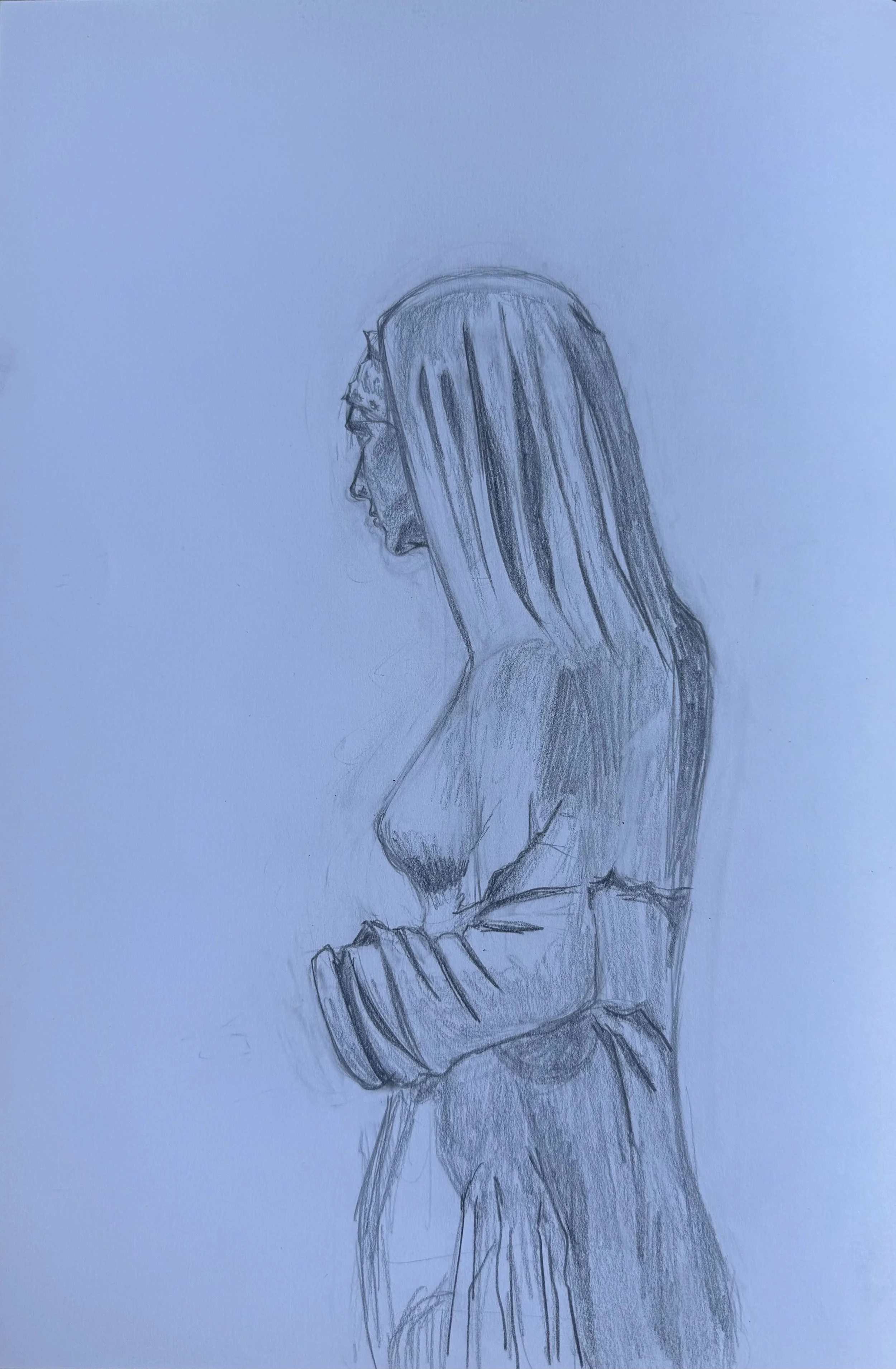 "Roman" 2025, Pencil on paper, 10" x 12"