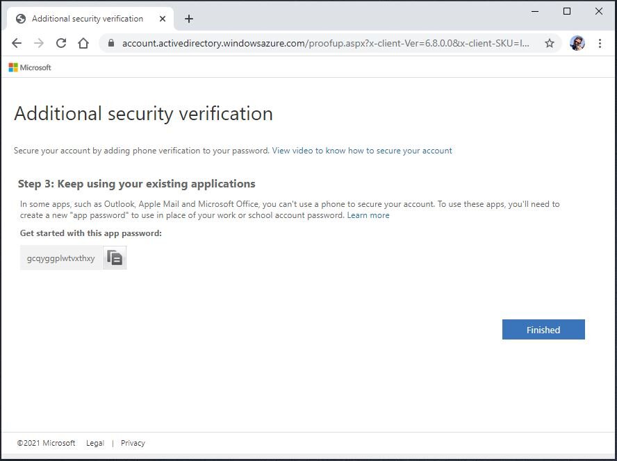 You may be prompted to create an “app password”. If prompted, create a different password, and keep this password safe.