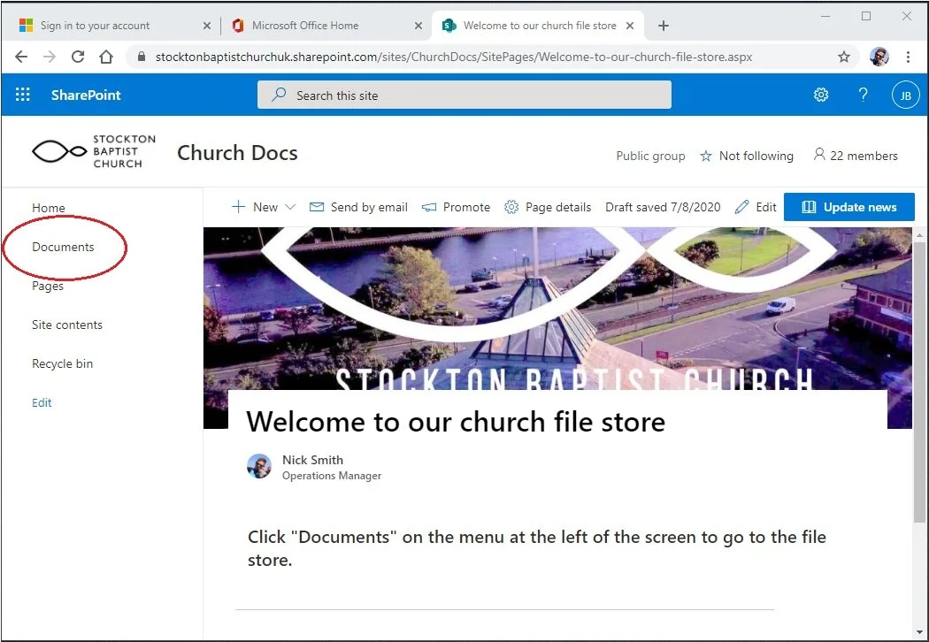 Click on ‘Documents’ on the left-hand menu to access the file store.There are many folders within ‘Documents’. You will only see the folders you have been given access to.If you don’t have access to a folder, you won’t see it.