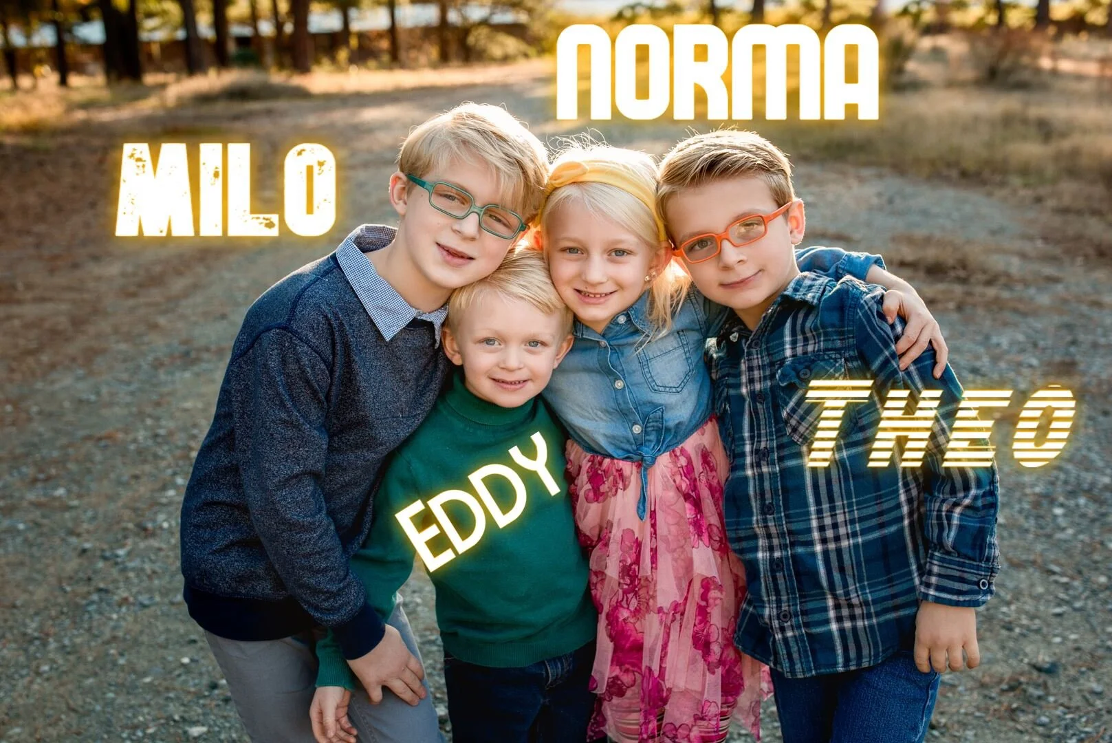They have four children: Milo, Theo, Norma and Edwin.