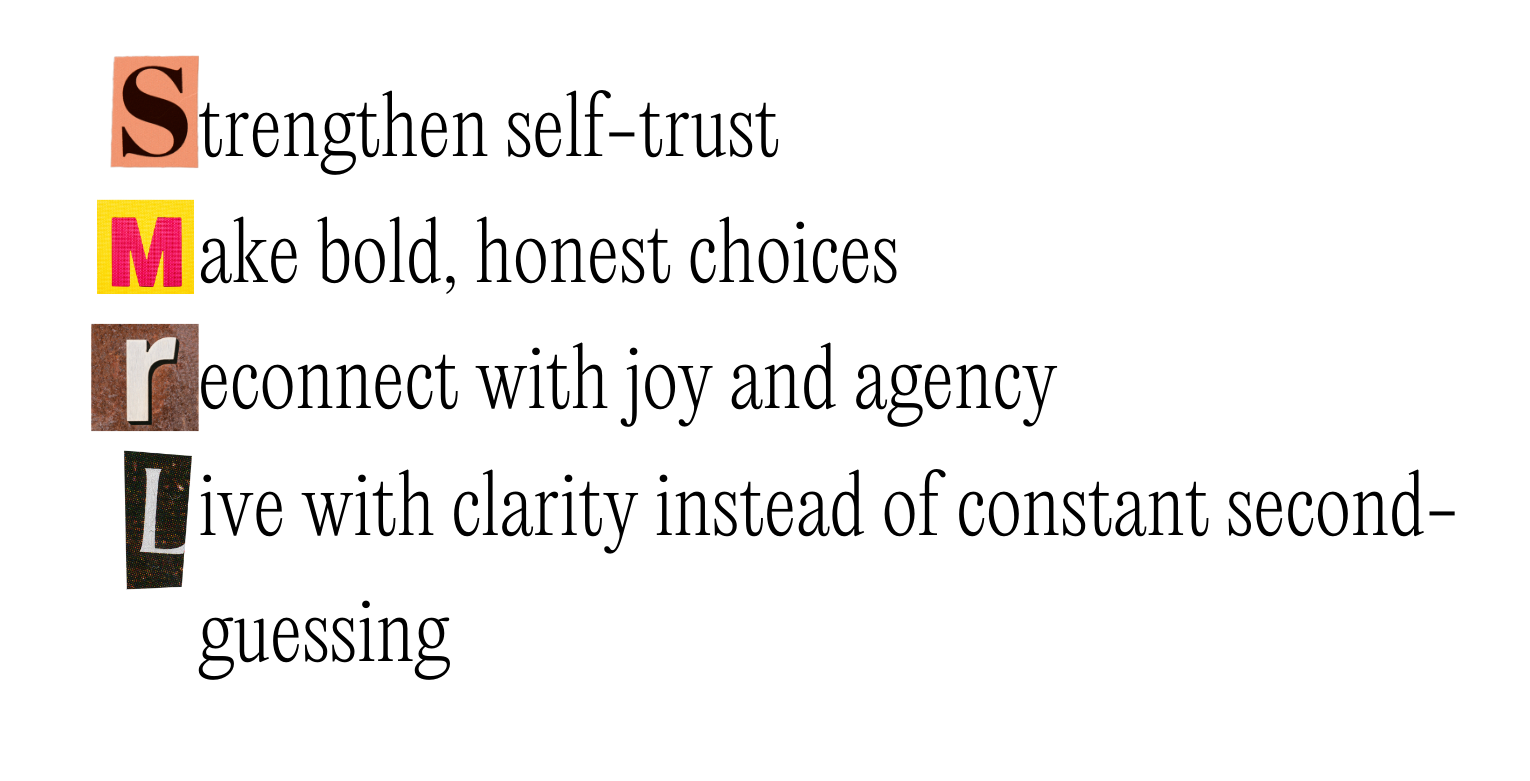 A collage with vertically stacked letters spelling 'Small' and a quote about the significance of small things in life.