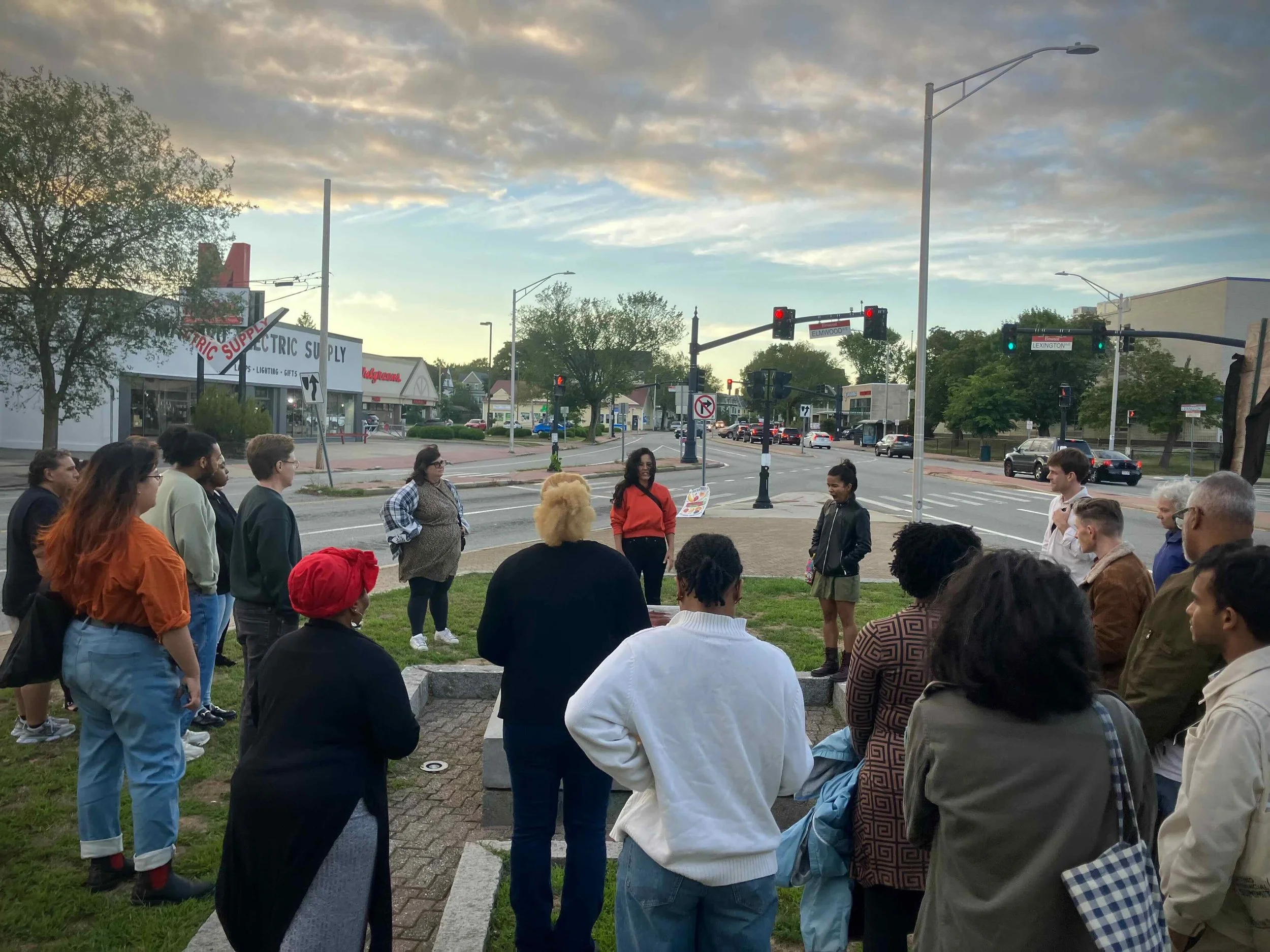 Guests gather at former statue