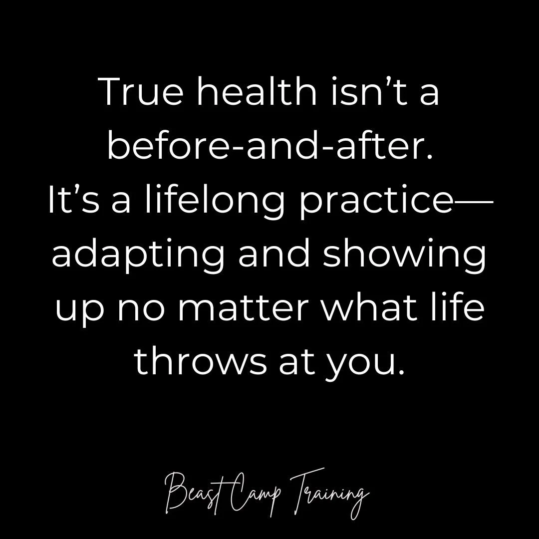 True health isn&rsquo;t a before-and-after photo.
It&rsquo;s not a phase or a finish line.

It&rsquo;s the daily choice to keep showing up&mdash;
adjusting, adapting, and staying consistent
no matter what life throws at you.

That&rsquo;s real fitnes