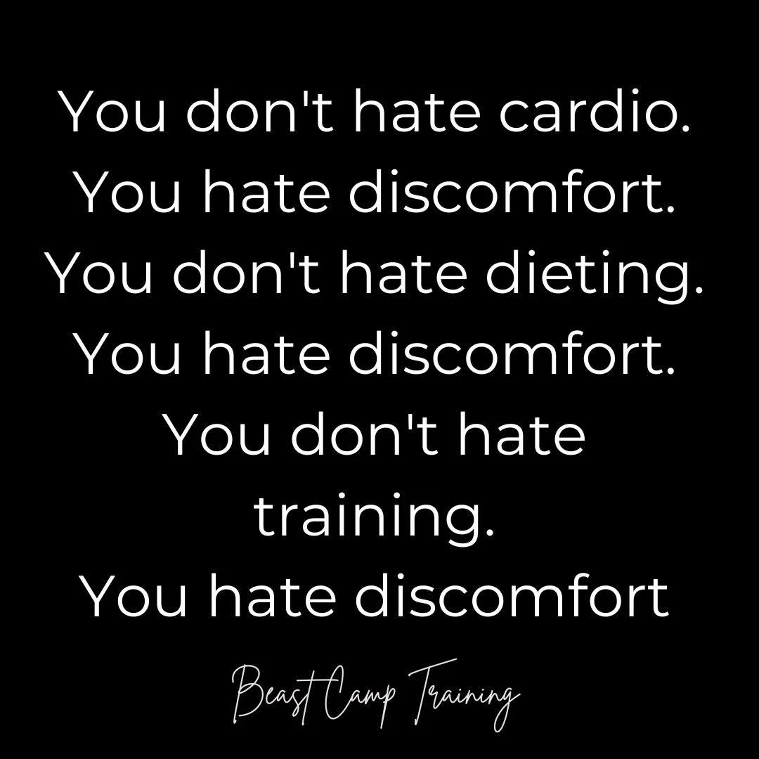 You don&rsquo;t hate cardio&mdash;you hate how it feels.You don&rsquo;t hate dieting&mdash;you hate the discomfort.You don&rsquo;t hate training&mdash;you hate being pushed.

And that&rsquo;s the truth most people avoid.

Growth is uncomfortable.Prog