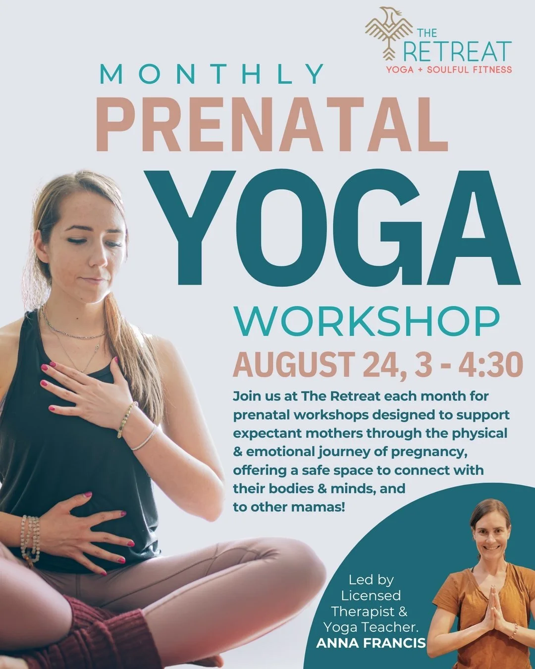 🧘🏻&zwj;♀️PRENATAL YOGA IS 2 WEEKS AWAY🧘🏻&zwj;♀️

Join us for a nurturing and empowering Prenatal Yoga Workshop guided by Anna Francis, an experienced therapist and yoga teacher!

We invite you to COME AS YOU ARE! Exhausted, cranky, excited, glowi