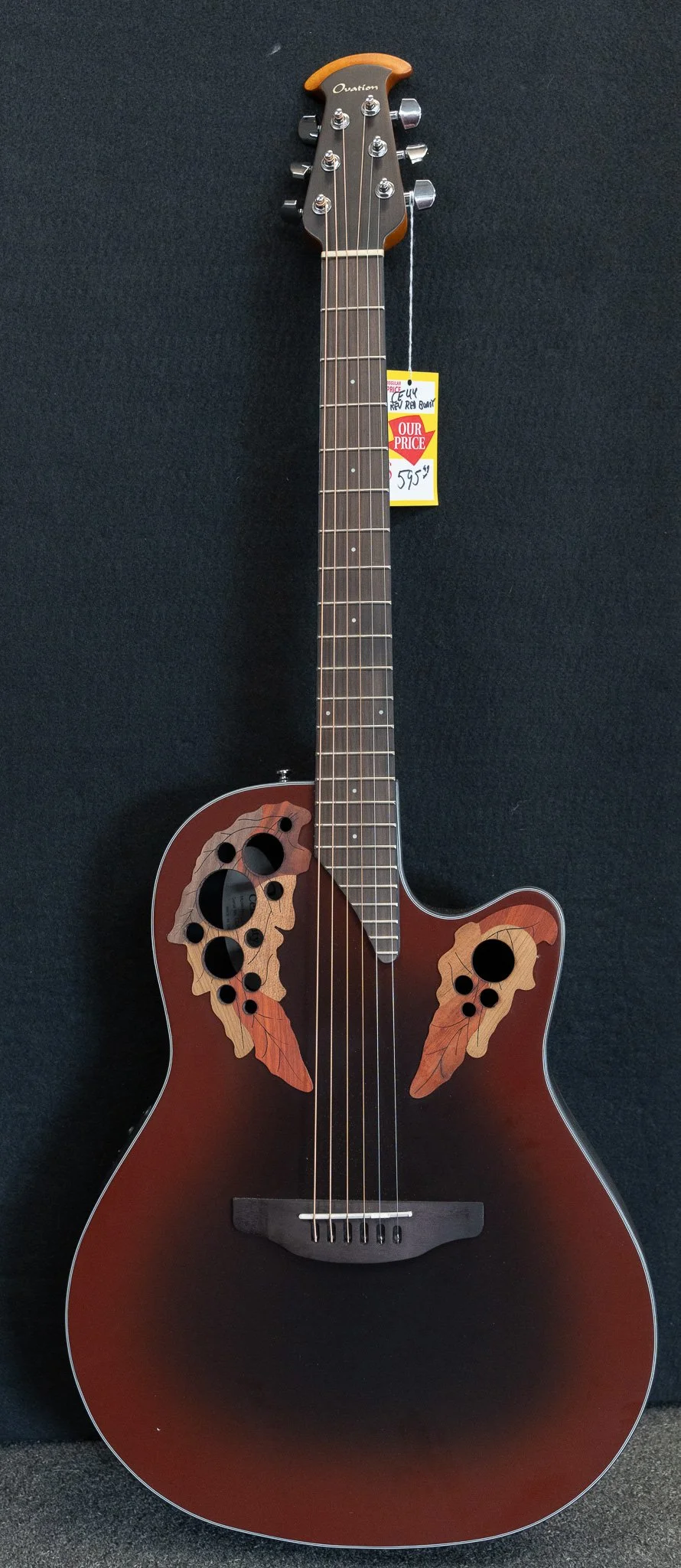 Ovation CE44 Reverse Red Burst