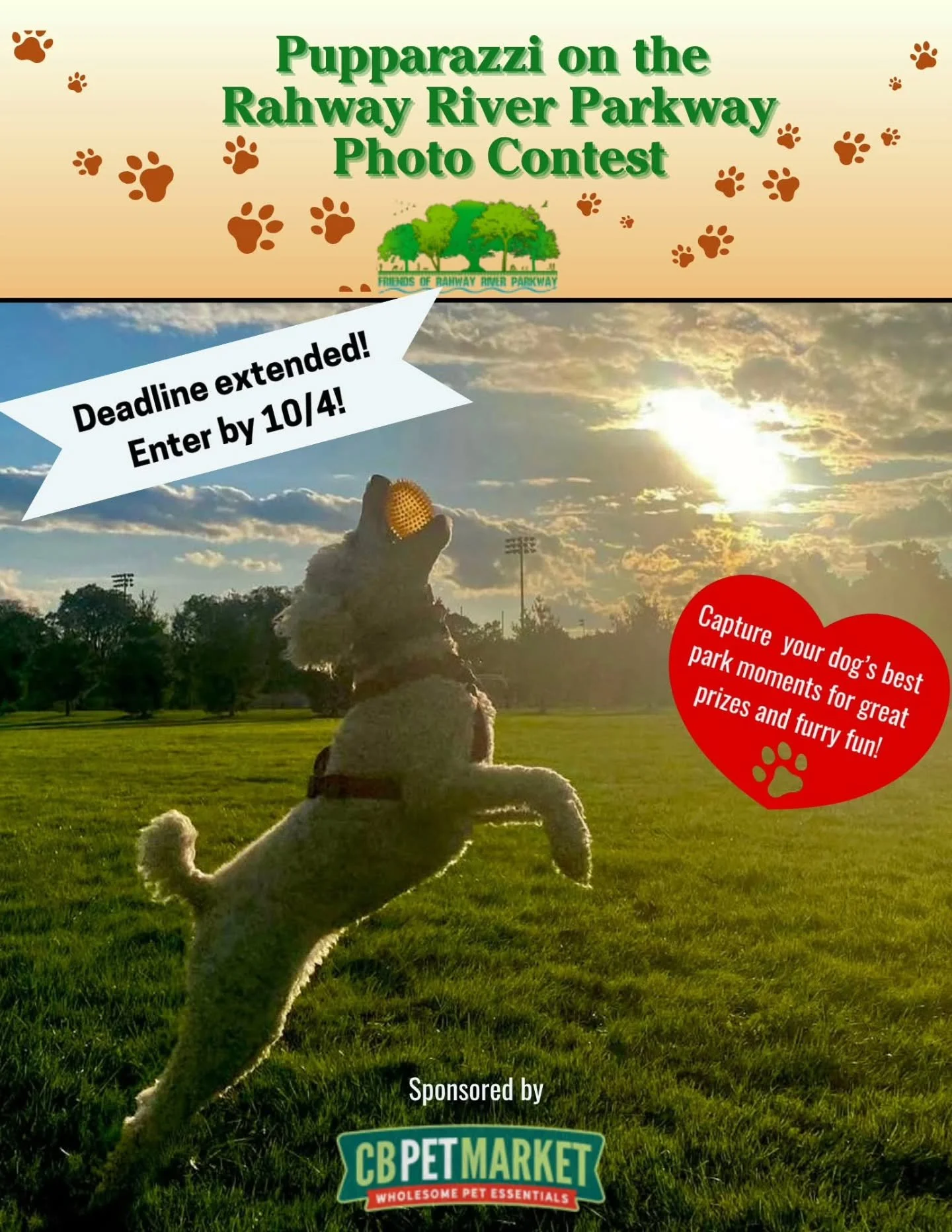 ATTENTION Pet Parents with Park-loving Pups! We've extended our Pupparazzi on the Parkway Photo Contest!! NEW DEADLINE, 10/4 MIDNIGHT!  Enter photos of your bestie's best park moments for a chance to win some very cool prizes from our sponsor CB Pet 