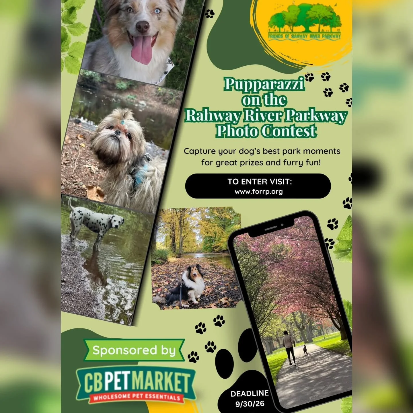 🐾📸 Our Annual Pupparazzi on the Rahway River Parkway Photo Contest is HERE! 📸🐾

Grab your camera, leash up your best friend, and head to your favorite Rahway River Parkway park! We're excited to once again partner with CB Pet Market 9to celebrate