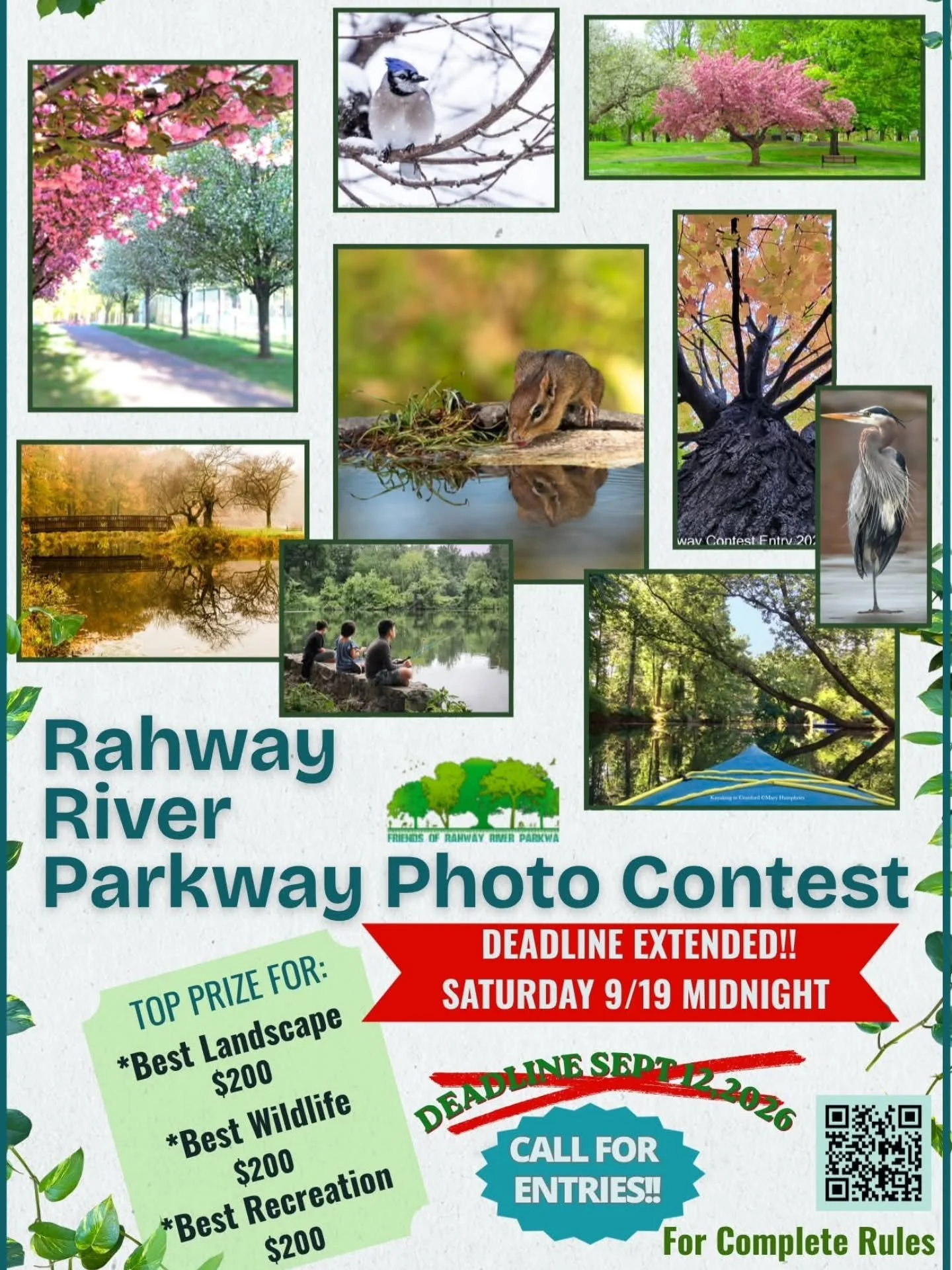 📸 GOOD NEWS! We've Extended our CONTEST Deadline! 📸

We have been so excited by all the incredible submissions coming in for our 2026 Rahway River Parkway Photo Contest that we're giving everyone ONE MORE WEEK to enter!

🌿 NEW DEADLINE: Saturday, 