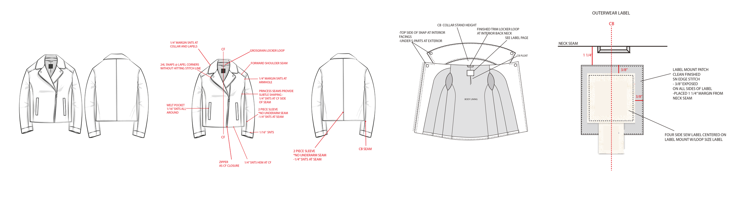 Illustrator & Detailed Sketches for Leather Moto Jacket Prototype