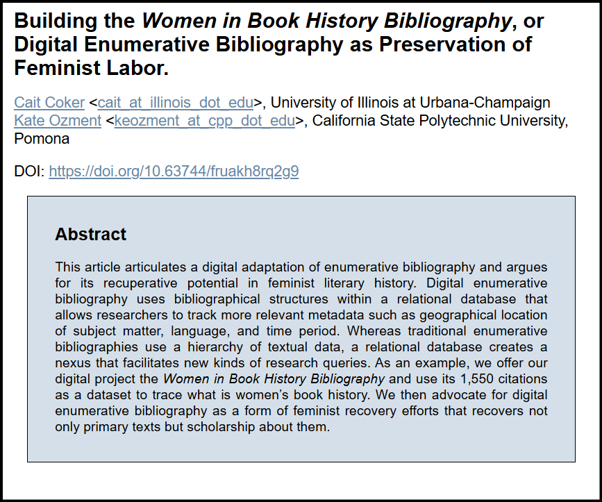 On Women in Book History 
