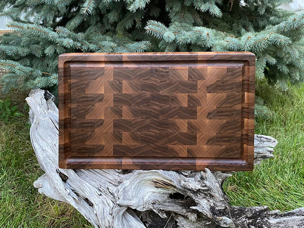 End Grain Walnut Cutting Board with Juice Groove